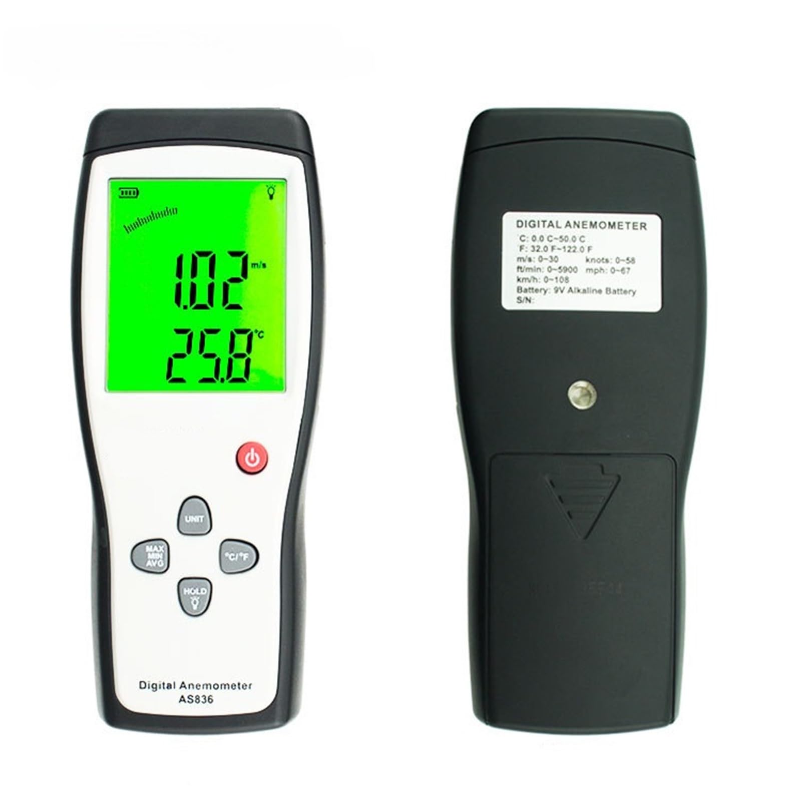 Anemometro, Misuratore di velocità del digitale Anemometro Strumento diagnostico temperatura 45 m/s Mantenimento dati