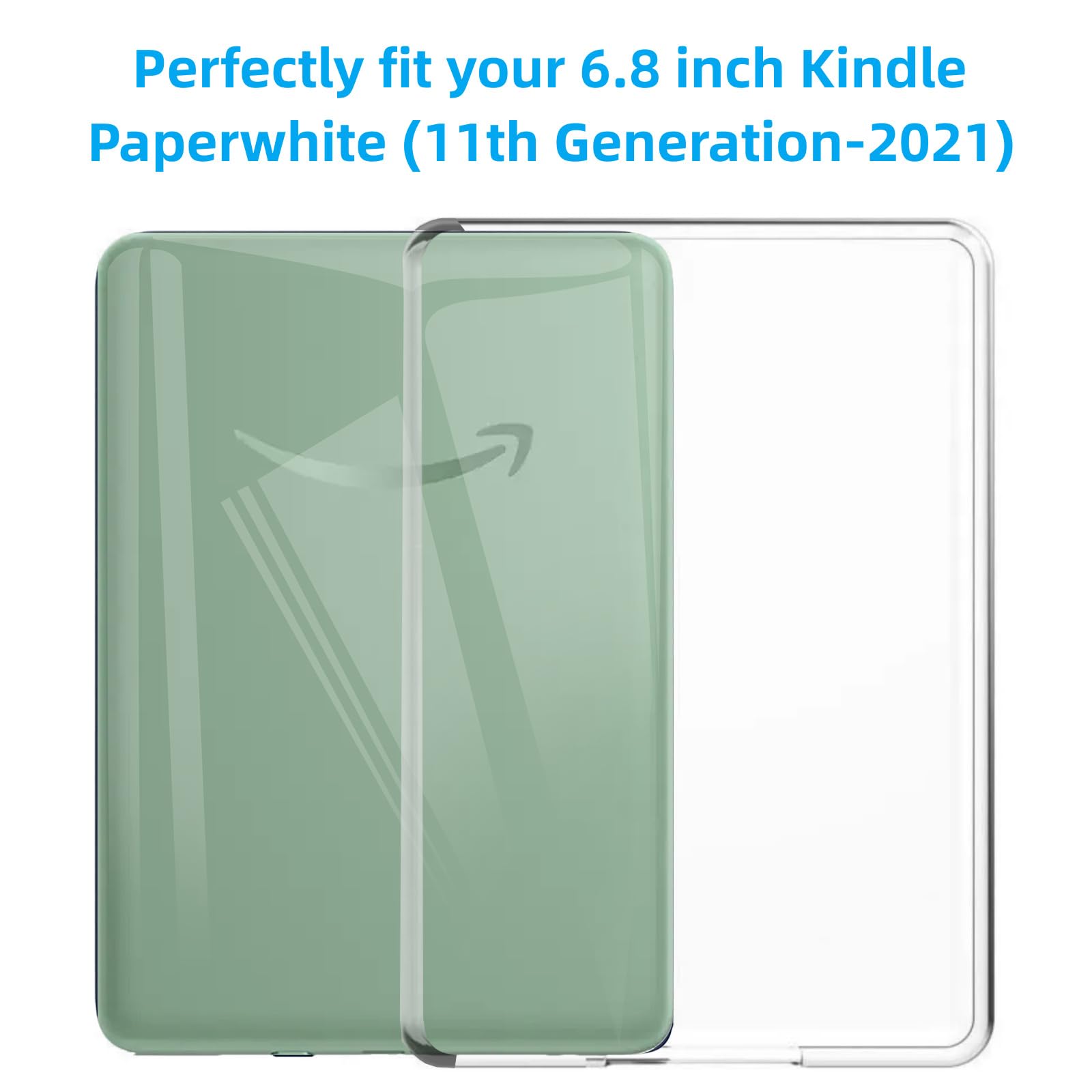 MEMELOKA Cover per Kindle 2024/2022 (6 Pollici) con 2 Pezzi Vetro Temperato, Custodia Silicone TPU Anti-Ingiallimento Trasparente