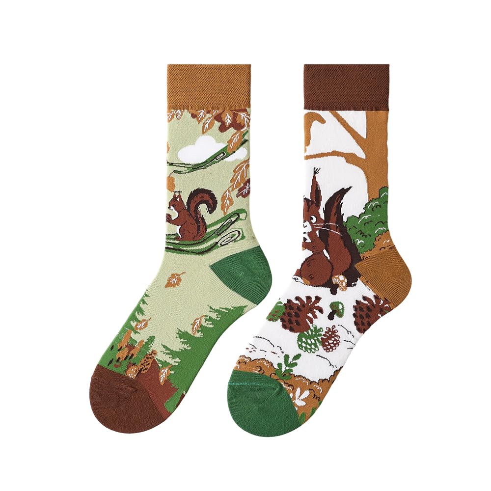 Calcetines Divertidos Unisex para Mujer y Hombre con Diseños Asimétricos en Par - Temas Animales, Comida, Fruta, Deporte y Arte en Algodón - Ideal para Regalos — view 136