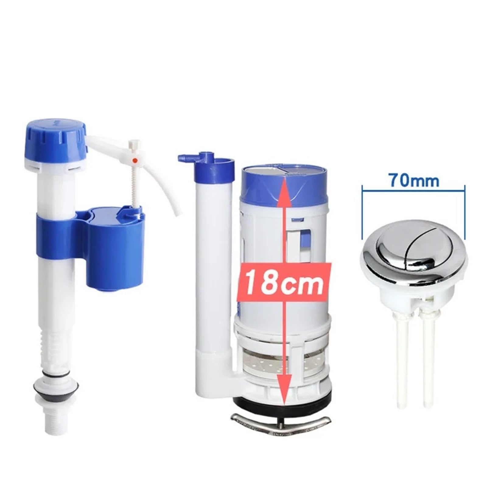 Kit di Sostituzione della Valvola di Scarico Doppia for WC for WC Monopezzo, con Valvola di Scarico, Valvola di Riempimento, Kit Universale di Assistenza WC per(18CM)