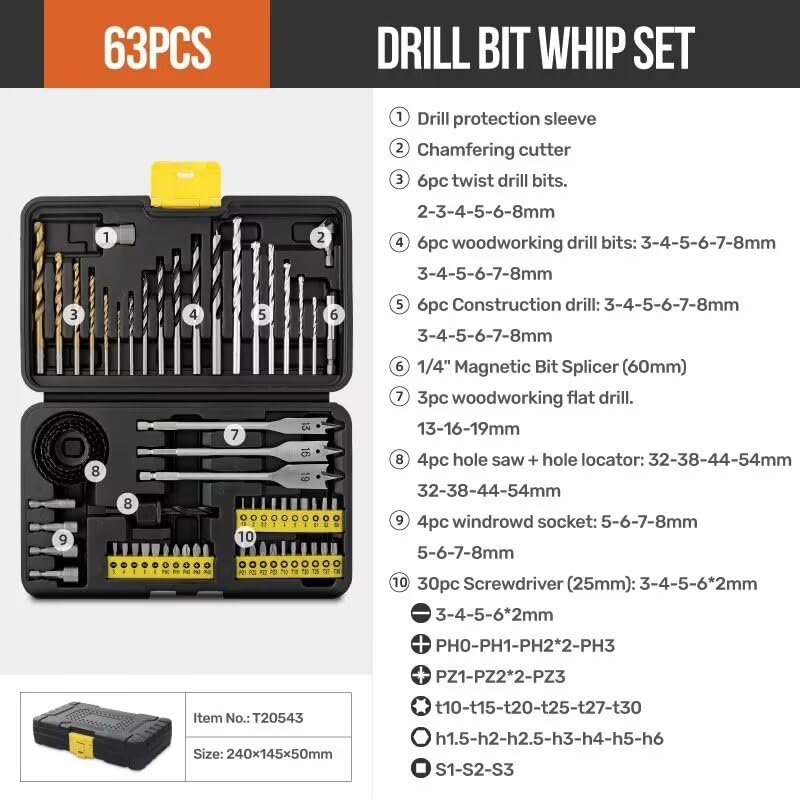 Set de 63 piezas para taladro y destornillador múltiples miniatura 2