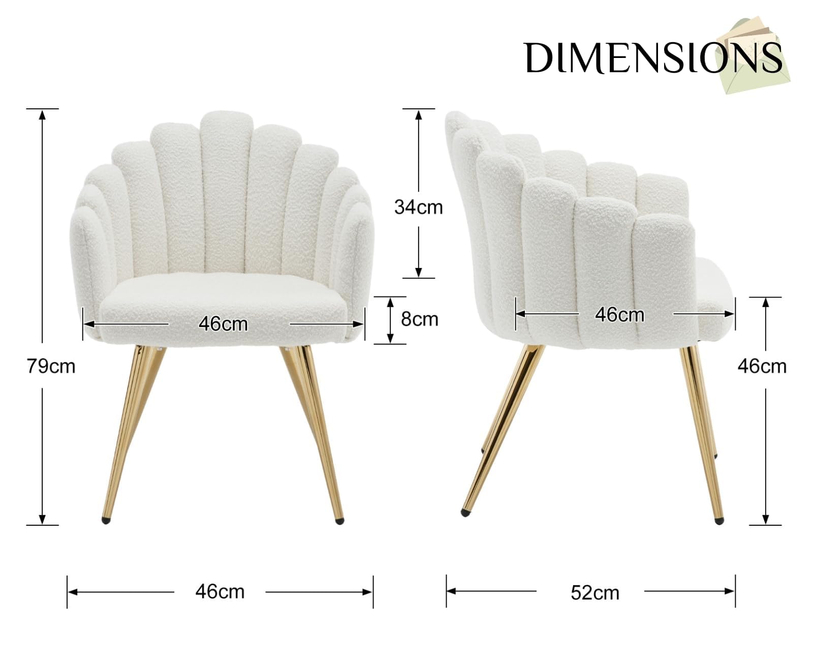 chairus Fauteuils de Salon Rembourrés en Fausse Fourrure Chaises pour Chambre avec Pieds en Métal (Blanc)