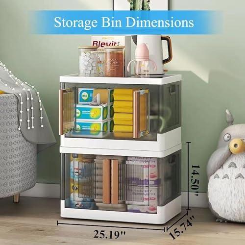 Wisdom Star 4 Pack 19 Gal Plastic Collapsible Storage Bins With Lids, 72L Foldable Closet Organizers And Storage, Stackable Closet Organizer, Trunk Organizer, Organization And Storage For Bedroom,Cloakroom,Laundry, White #TOP2