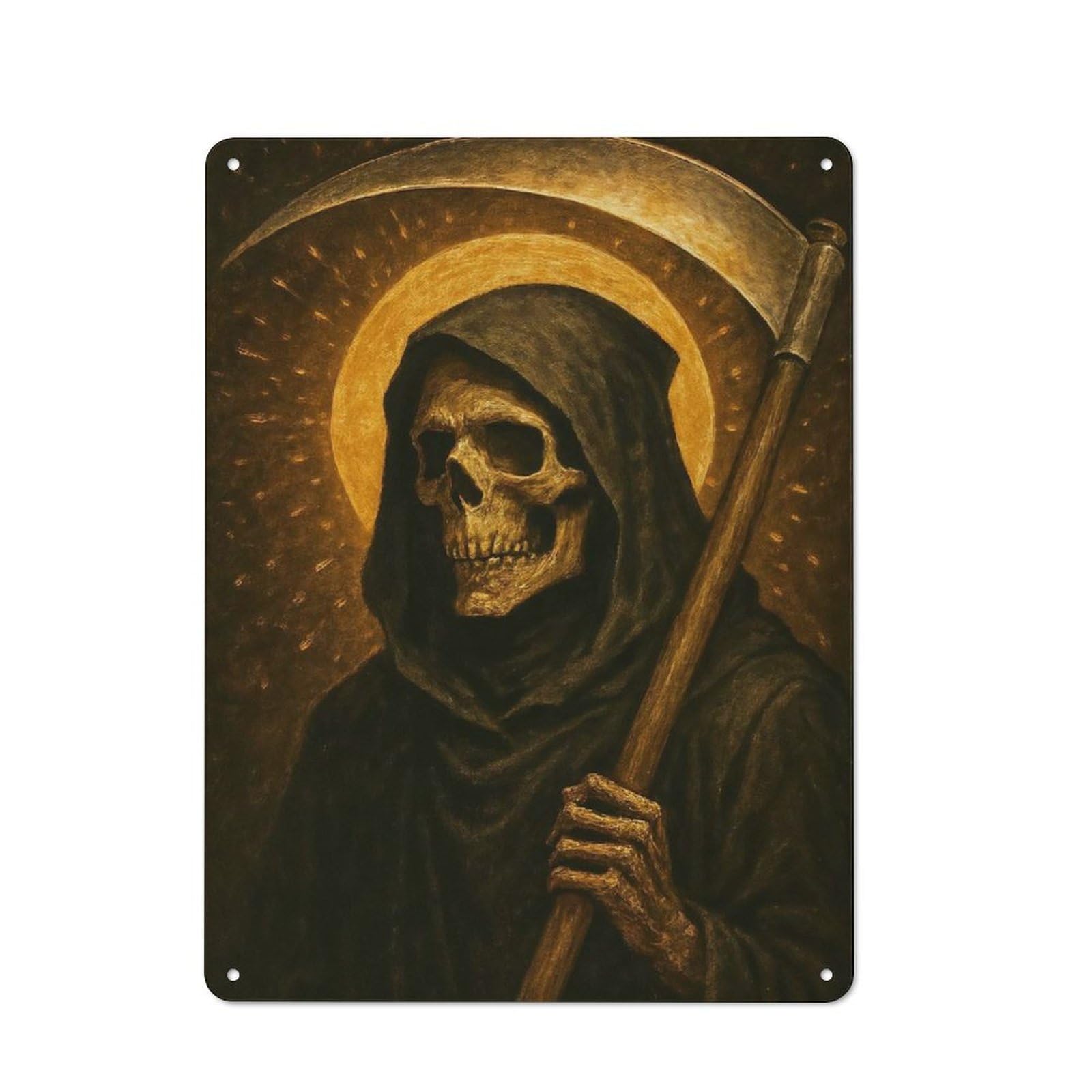 Saint Grim Reaper Dark Art Printed Metal Sign 40x30cm for Café Or Home Bar, Housewarming Wall Decor for People Furnishing Café And Home Bar
