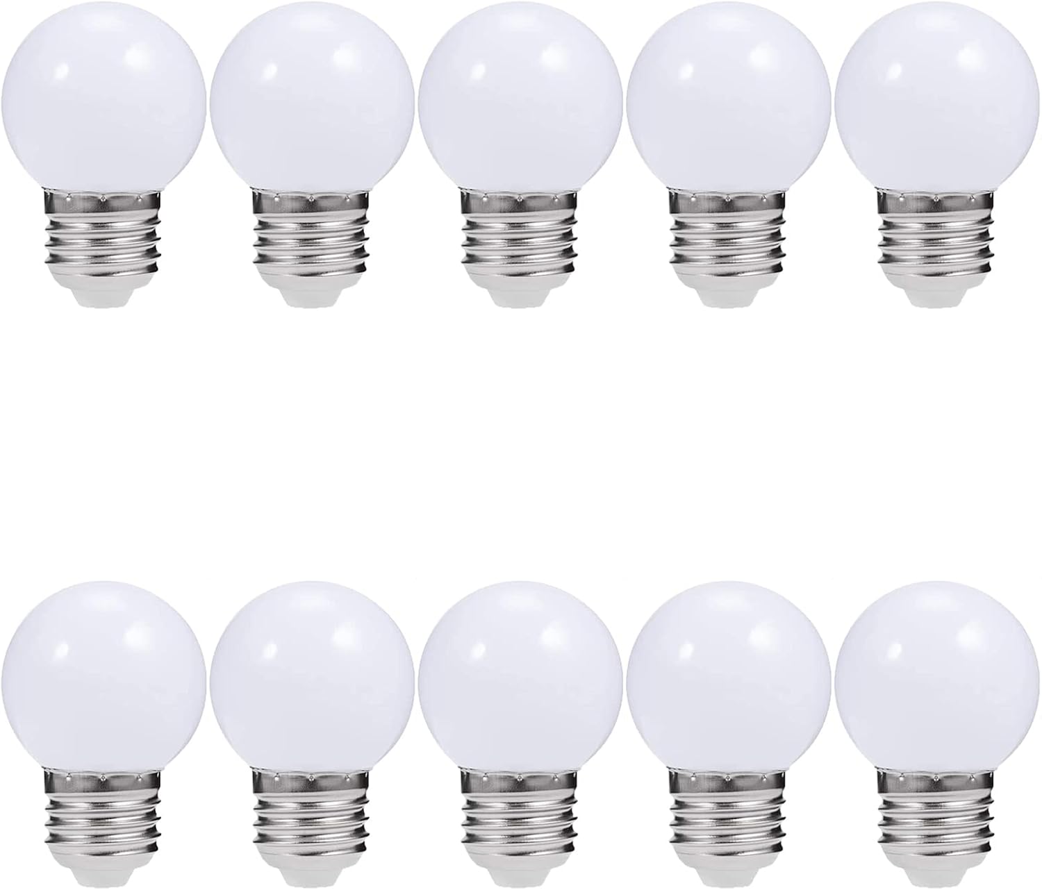 Lxcom Lighting G14 LED Vanity Light Bulb 1W Globe Bulb 10W Equivalent Round Light Bulbs Cool White 6500K E26 E27 Base G45 LED Vanity Mirror Lights for Night Light Bathroom Vanity, 10 Pack