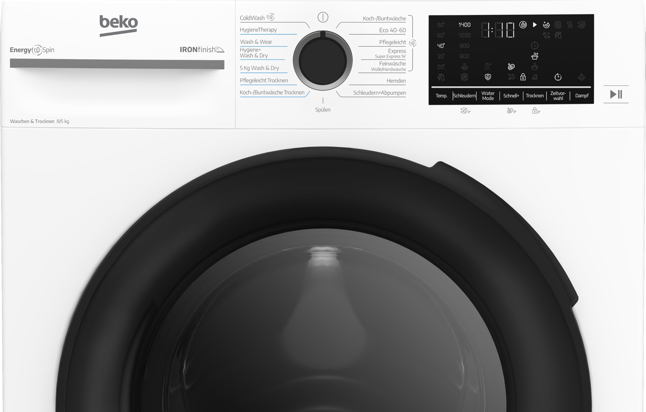 Beko BM3DT4844W1 Waschtrockner Frontlader 8 kg Waschen 5 kg Trocknen 1400 U/Min SteamCure ProSmart Inverter Motor Weiß