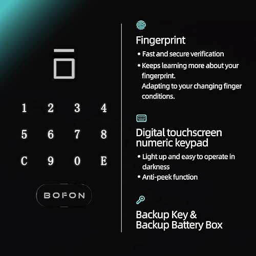 Miniatura 7 de Caja fuerte de contraseña de huellas dactilares, Caja de seguridad con llave,Cajas de seguridad para el hogar,Gabinetes para la oficina,1.45 Cubic