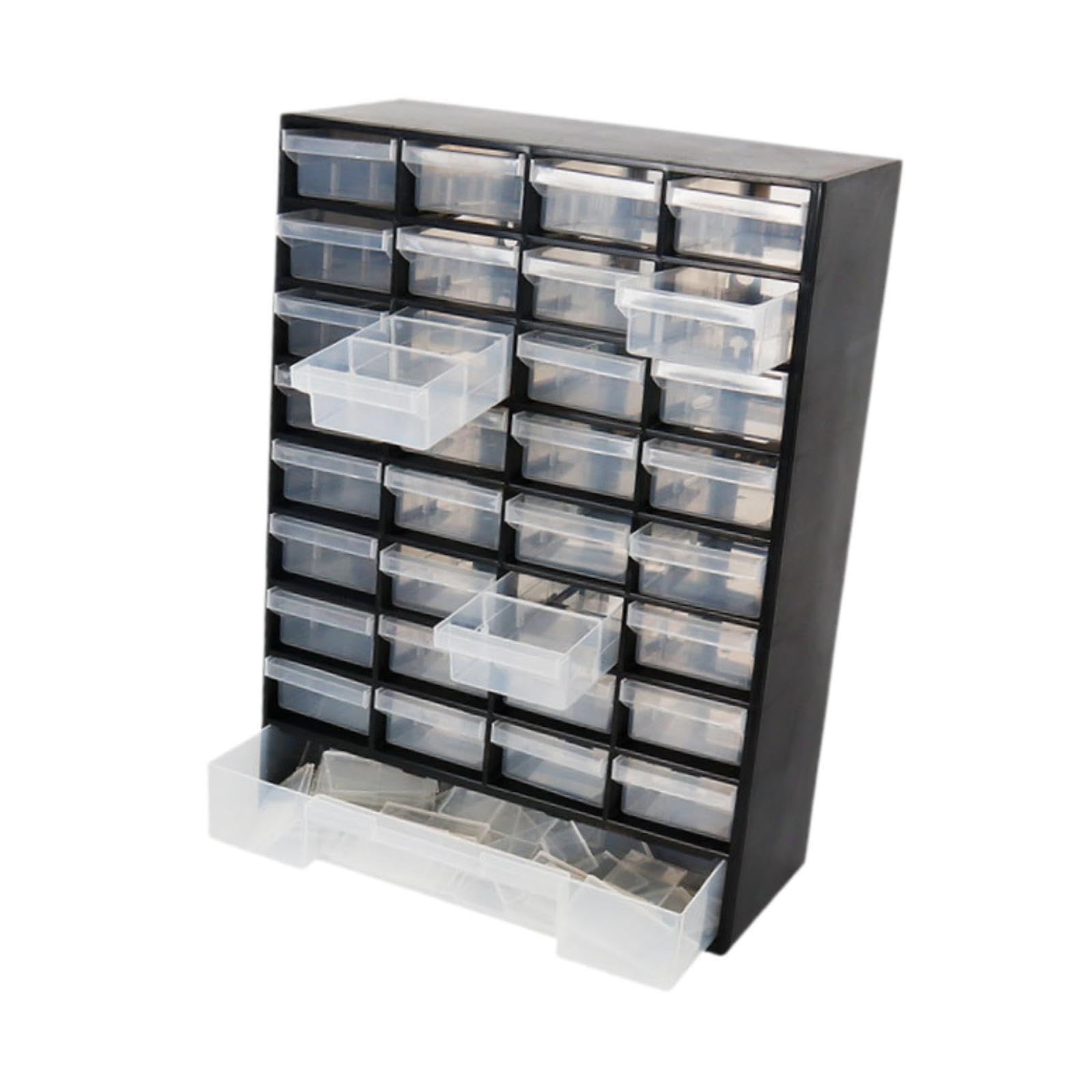 PIXZCSA Durable Drawer Storage Organizer Offers Ample Room For Jewelry Makeup Tools And Small Accessories In 33 Separate Drawers Wall Mounted Craft Organizer, Black, 30x13.1x40.8cm