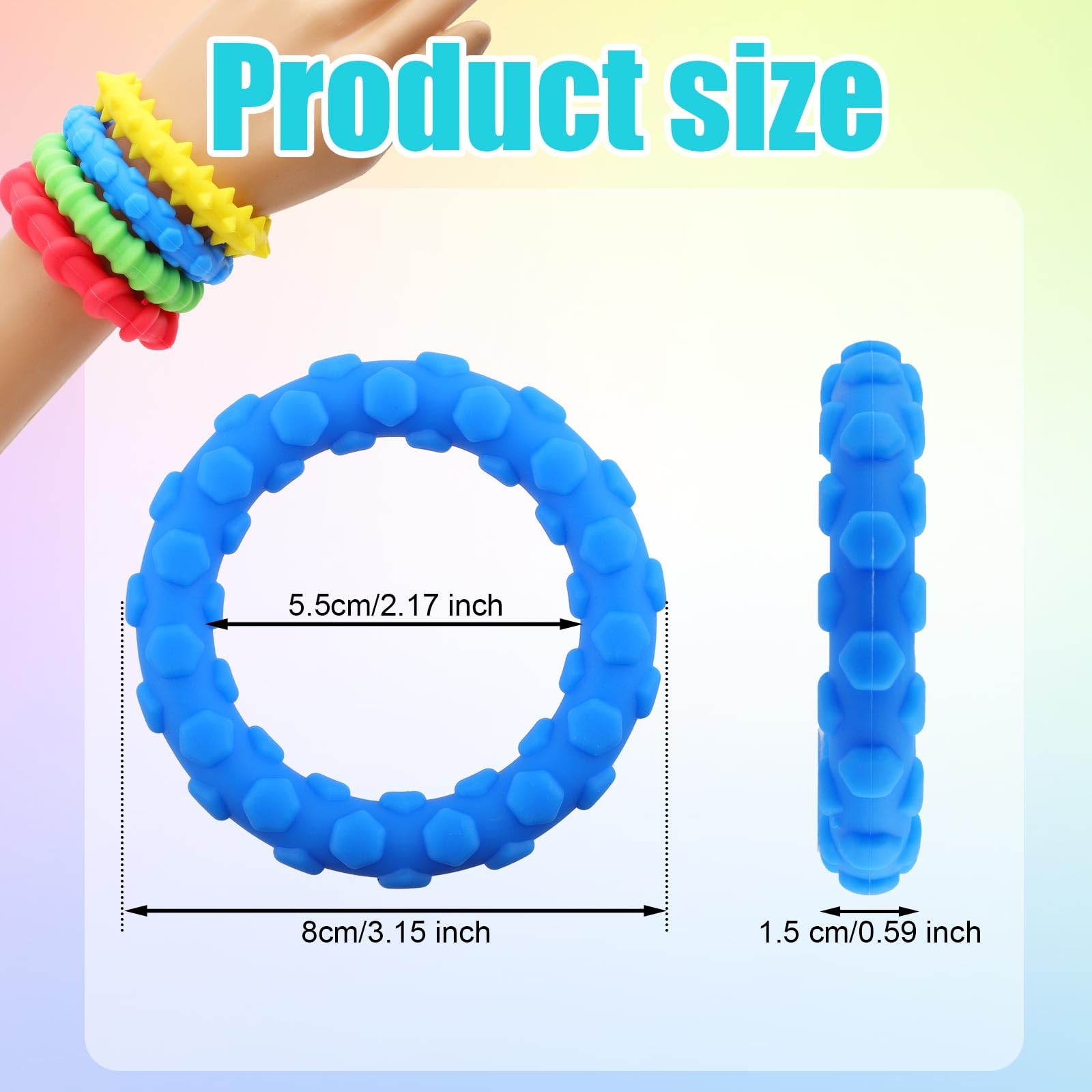 4pcs Sensory Fidget Toys, Sensory Texture Bracelet for Kids Calming & Quiet Stretchy Tactile Toy Silicone Calm Down Chew Bracelet Stocking Stuffers for Special Needs Kid Toddler Adults Gift - Image 2