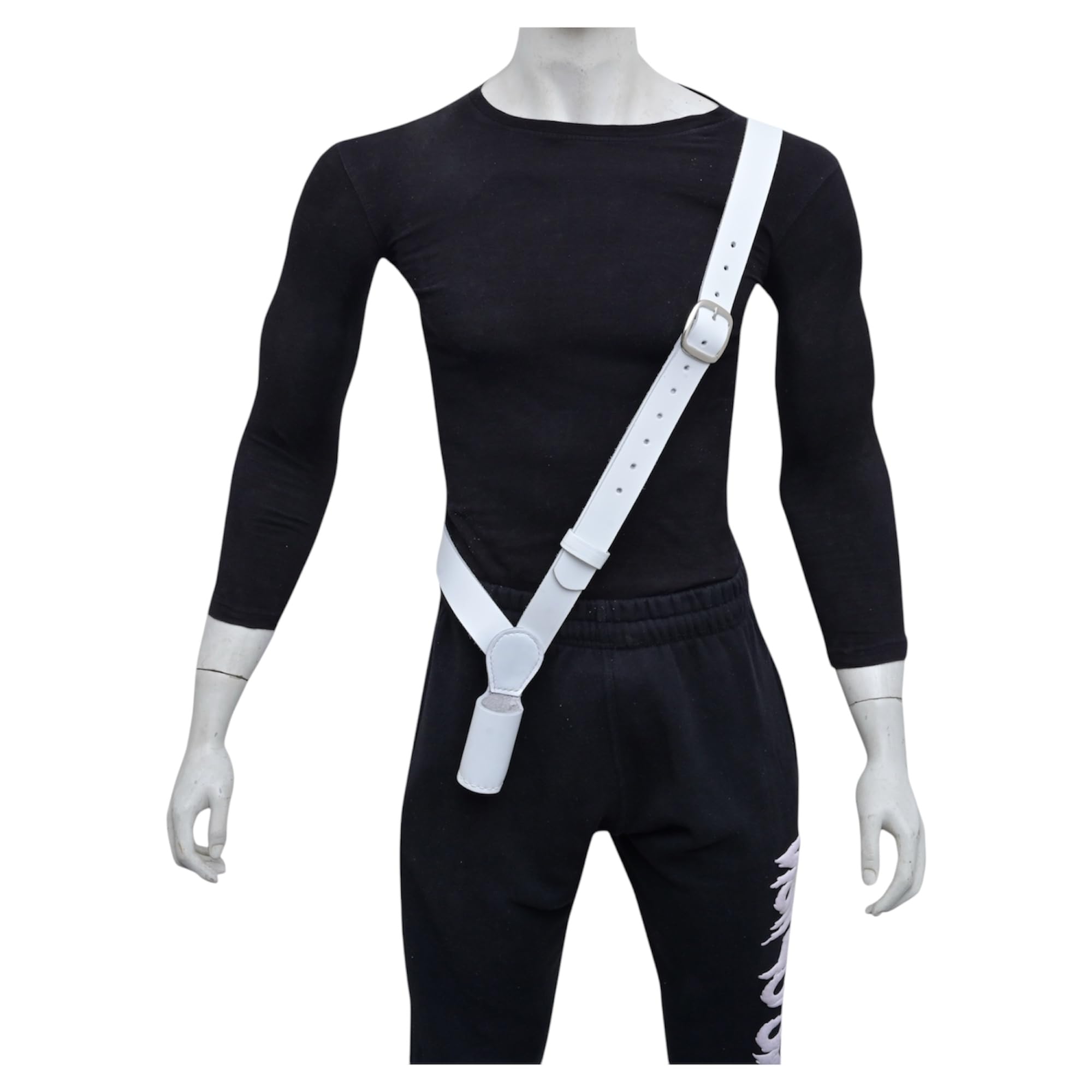 Support de mât de drapeau en cuir blanc, sangle d'épaule pour porte-drapeau, bande de défilé de cérémonie, garde d'honneur, sangle réglable en cuir véritable, blanc, taille unique