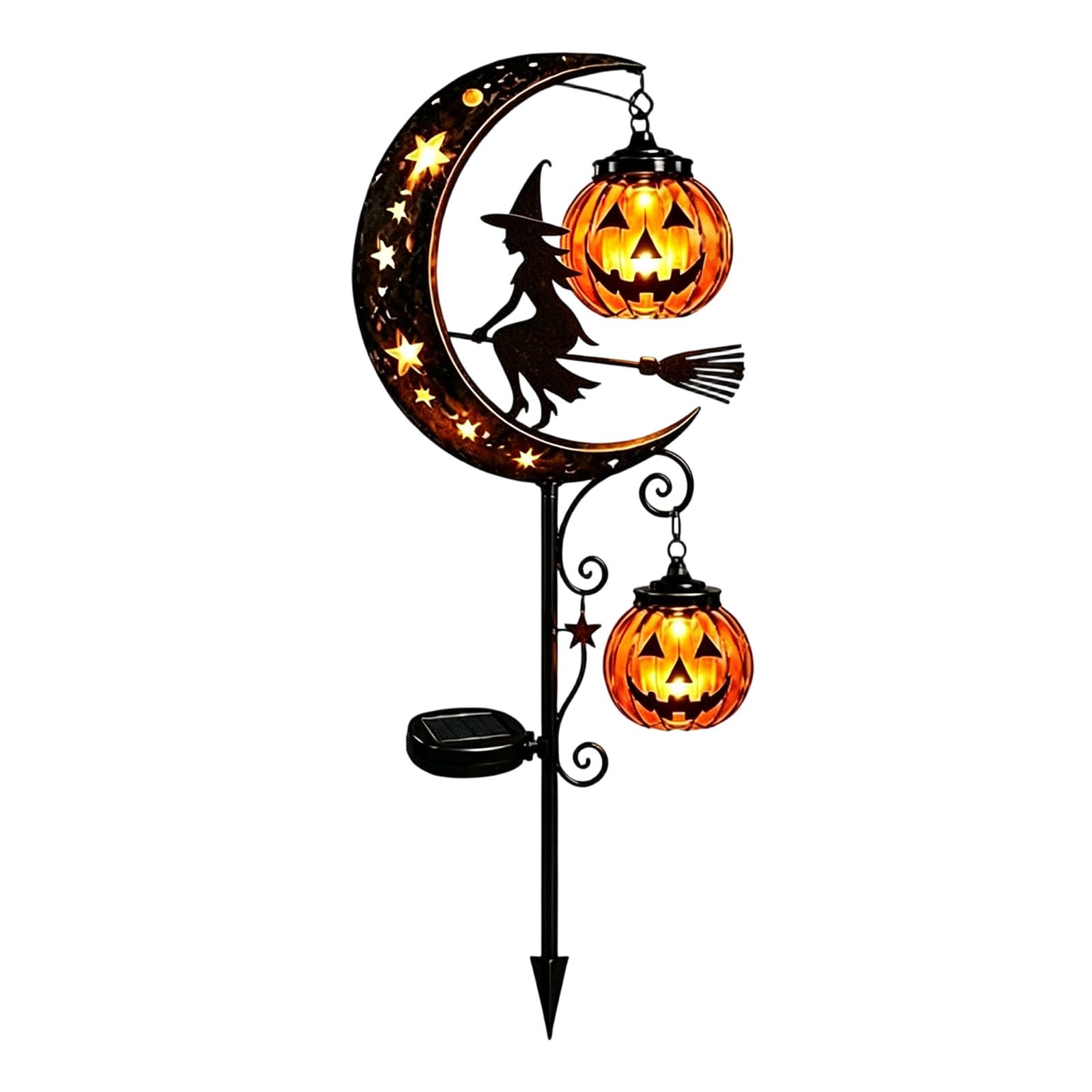 Tyhijuk B Solar Halloween Lack Cats & Pumpkin Moon-Garden Stake Light, Halloween Witch Cauldron Garden Light, Decorations Outdoor Stake Decor For Yard Pathway Patio