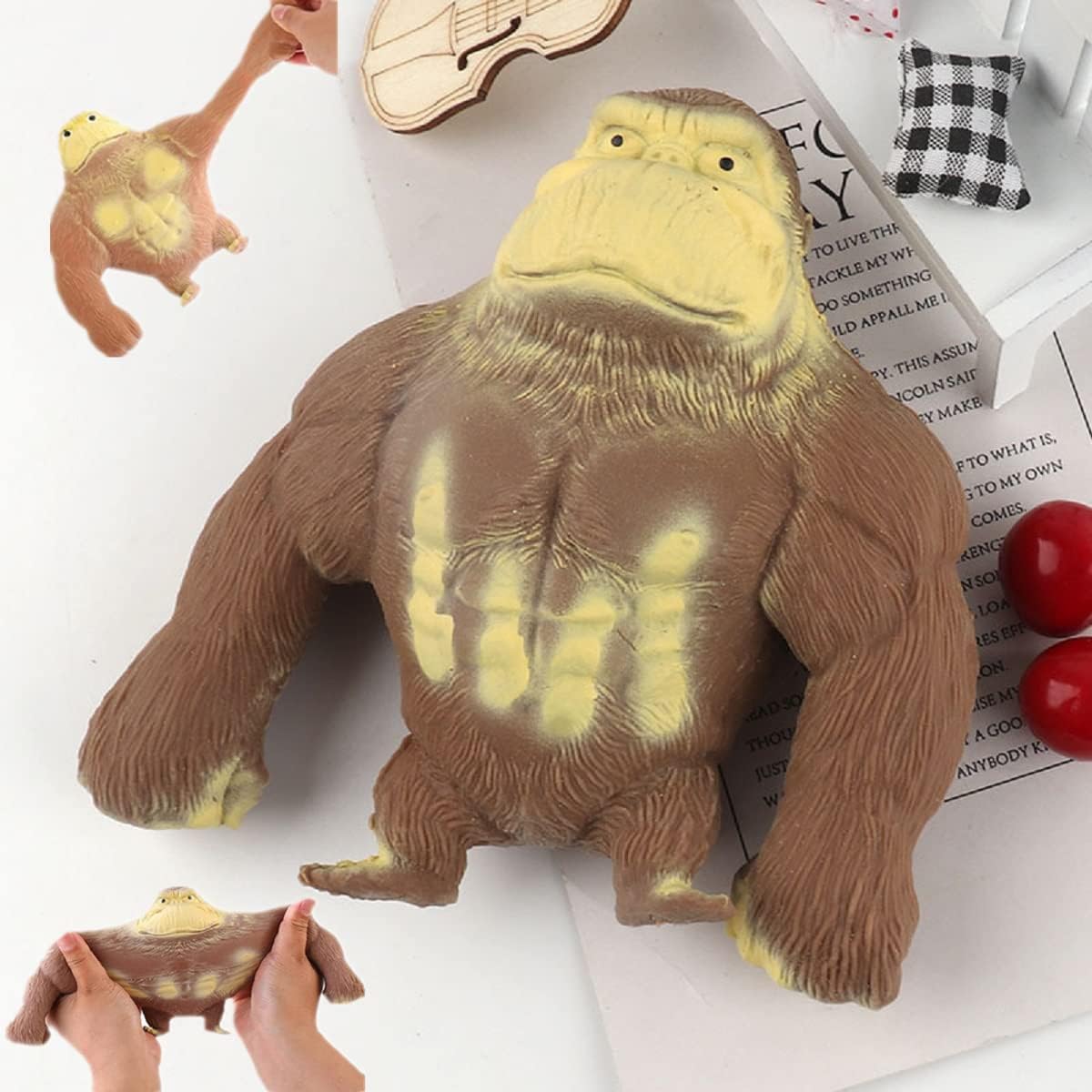 Stretchy Glue-Sand Filled Rubber Gorilla, Latex Gorilla Soft Decompression Doll Toy,Squishy Monkey Toy, Animal High-Elastic Stretchable, Decompression Toy for Adults and Children (Gorilla--L)