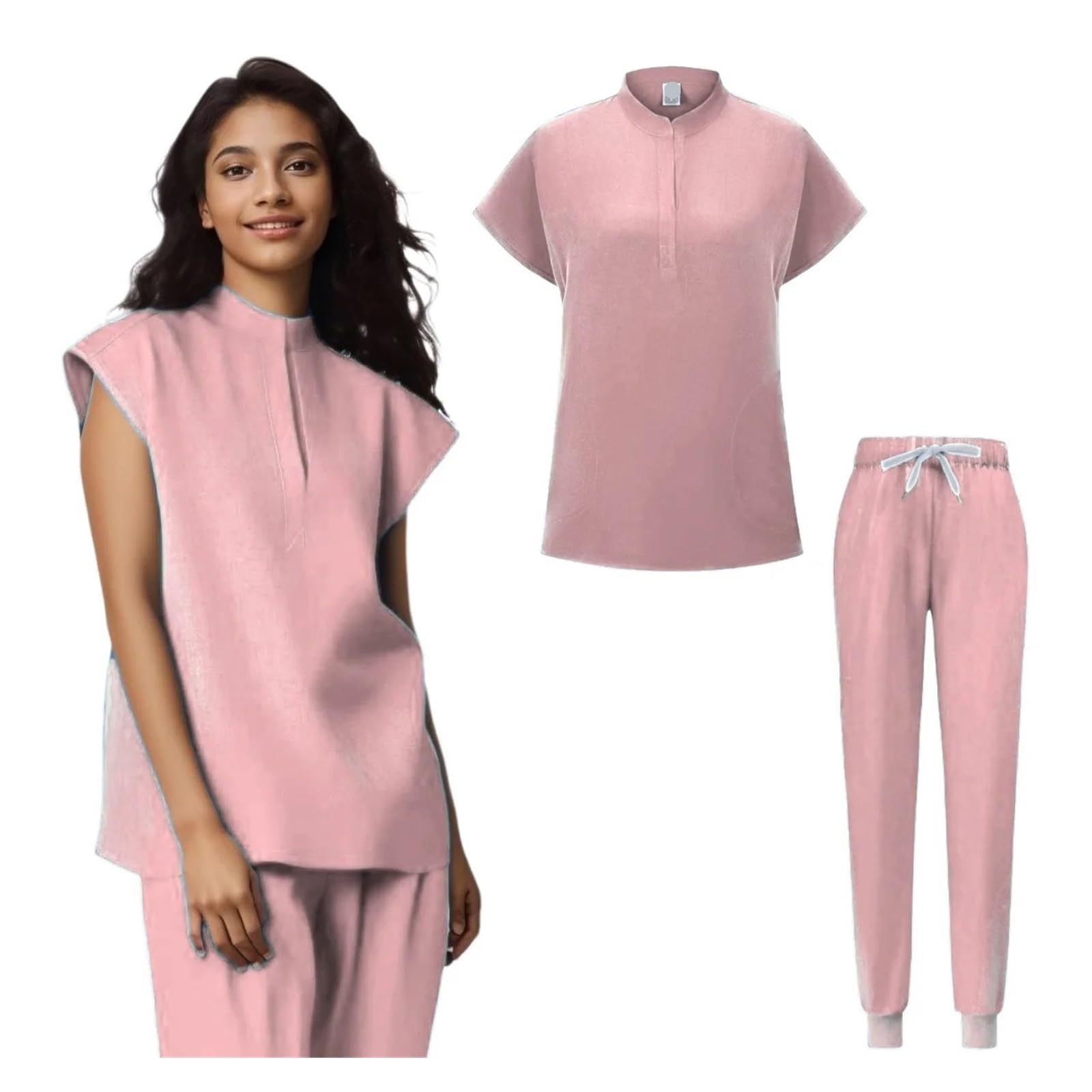 Divisa Da Infermiera Uniformi Donna Scrub Set Infermiera Accessori infermieristici Salone di bellezza Spa Abiti da lavoro Tuta chirurgica Laboratorio Ospedale Per Cosmetologia E Assistenza Sanitaria(P