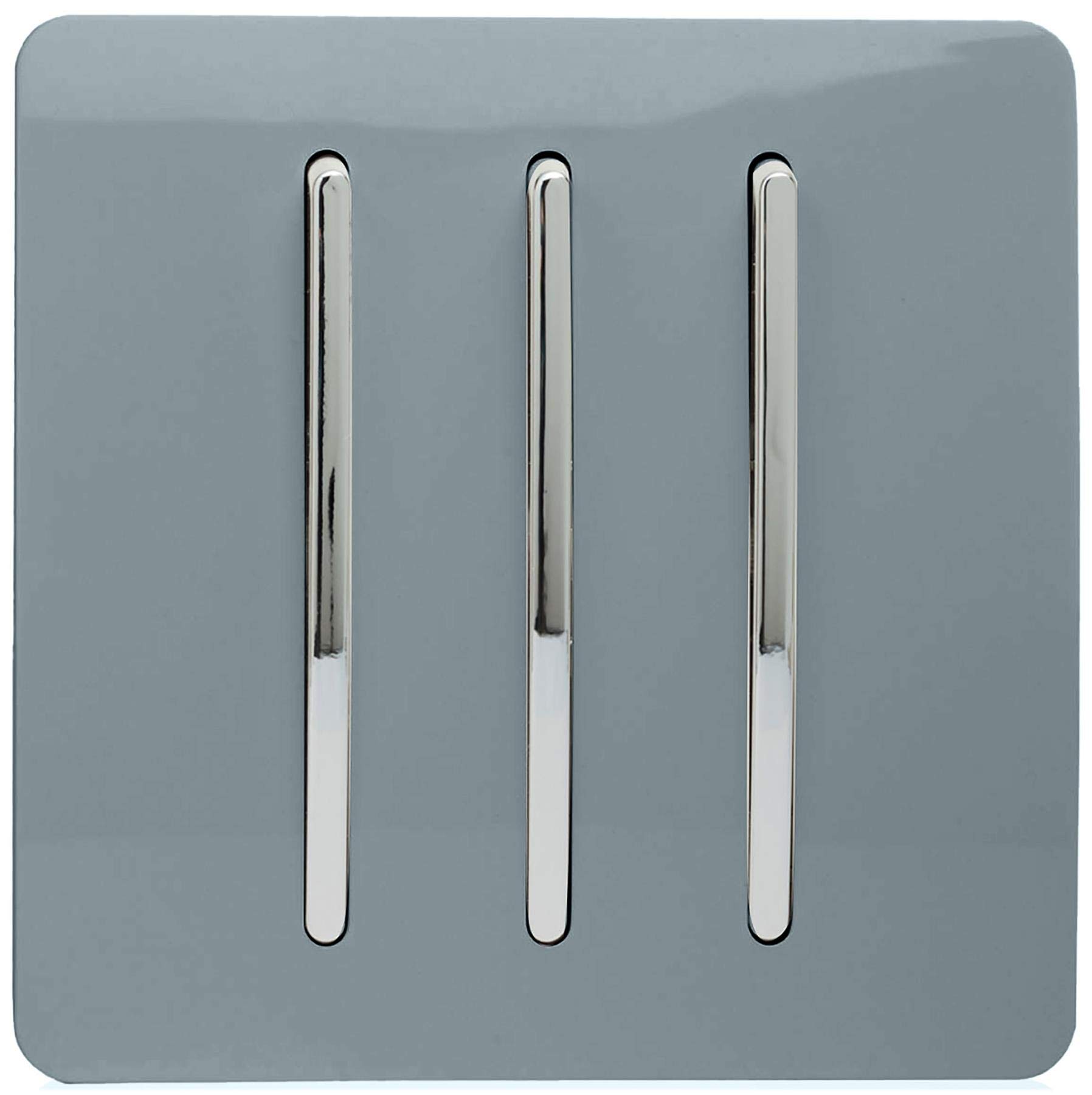 Trendi 3 Gang 1 Way Artistic Modern Glossy 10 Amp Rocker Tactile Light Switch