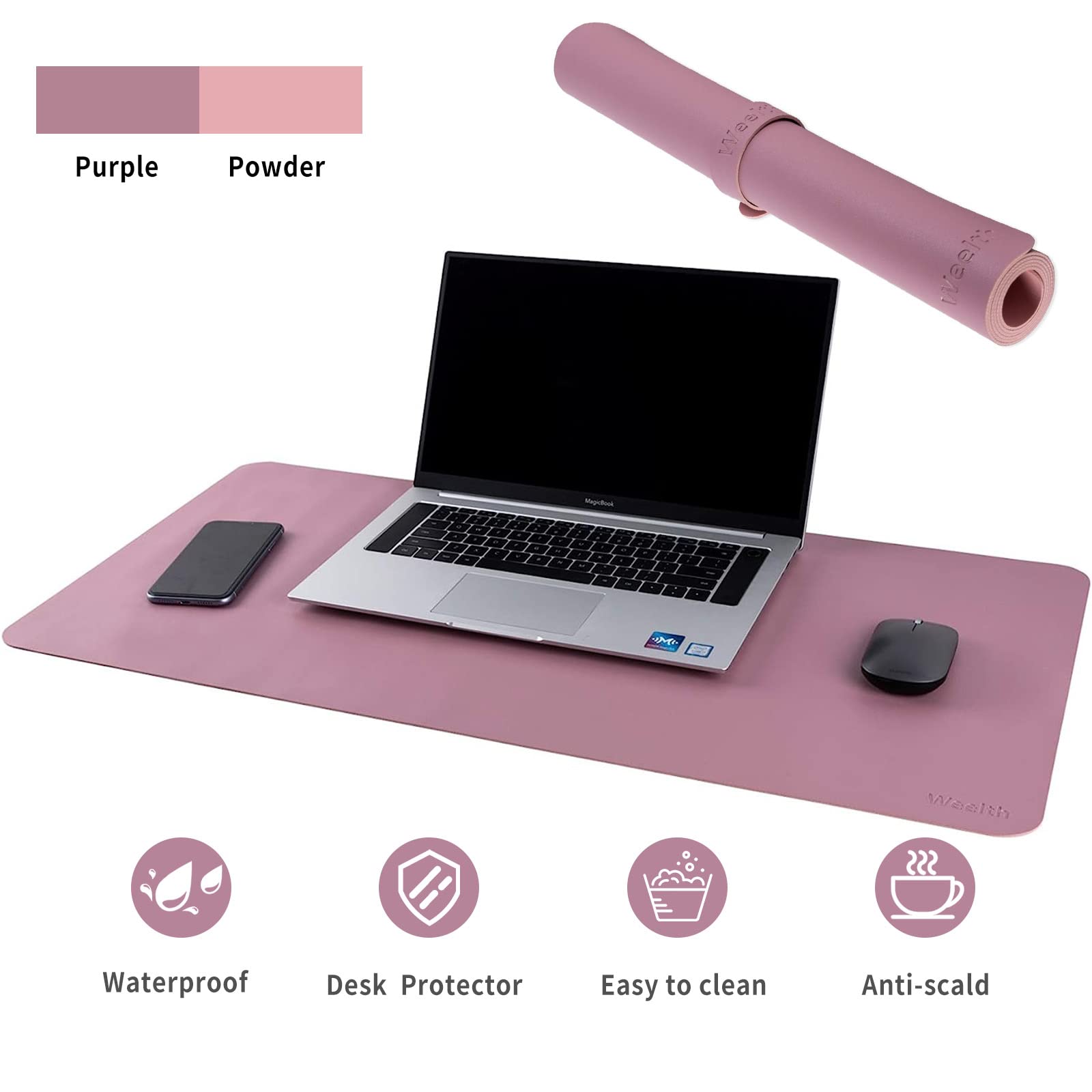 Tapis De Bureau Tapis De Souris Rond En Liège Cuir PU Sous Mains Double Face Sous Main De Bureau Étanche Pour Maison Bureau (Marron Foncé)[129] - Informatique Tapis De Souris Xxl