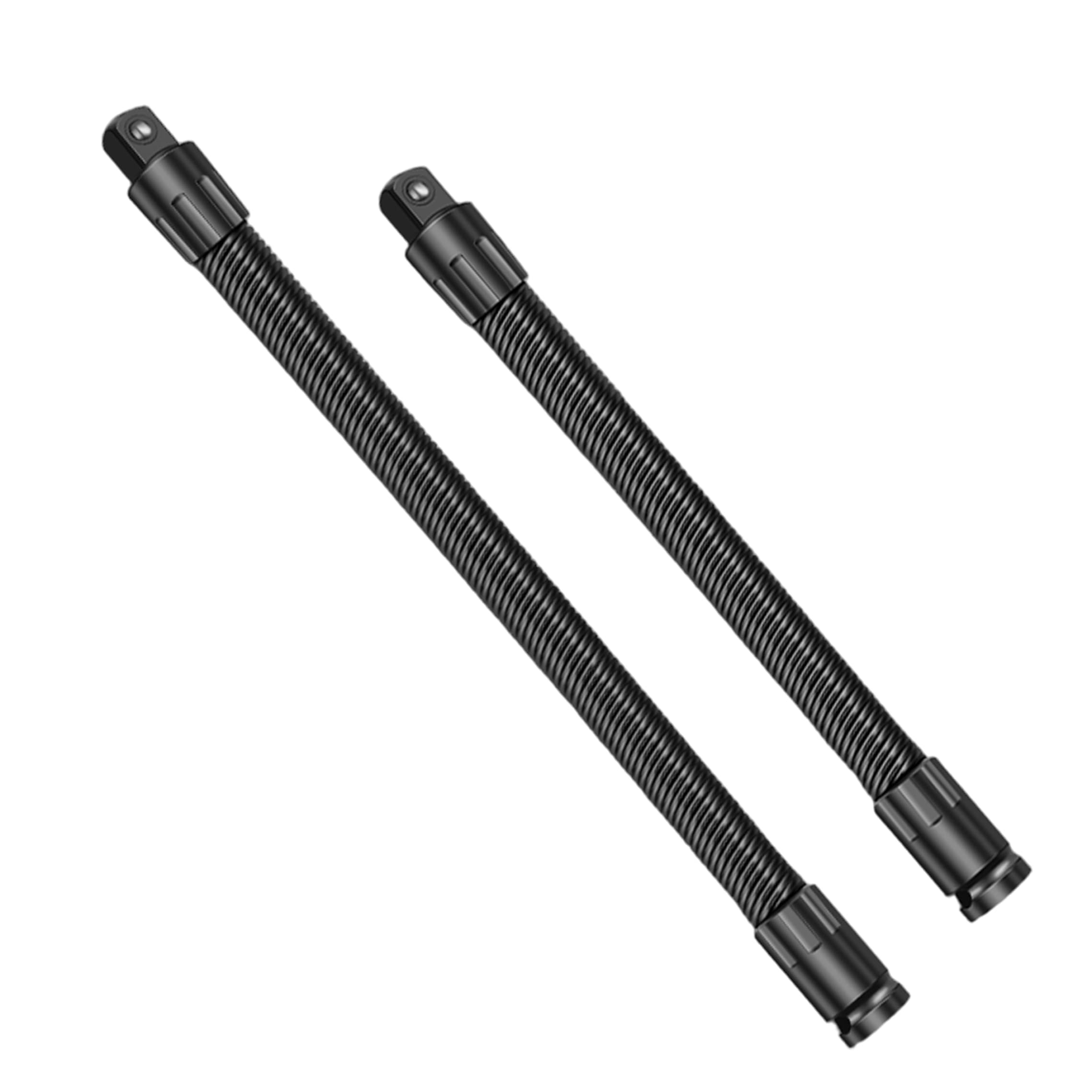 Extensiones de enchufe flexibles de 1/2 pulgada negras en paquete de 2 piezas (10 y 14 pulgadas)