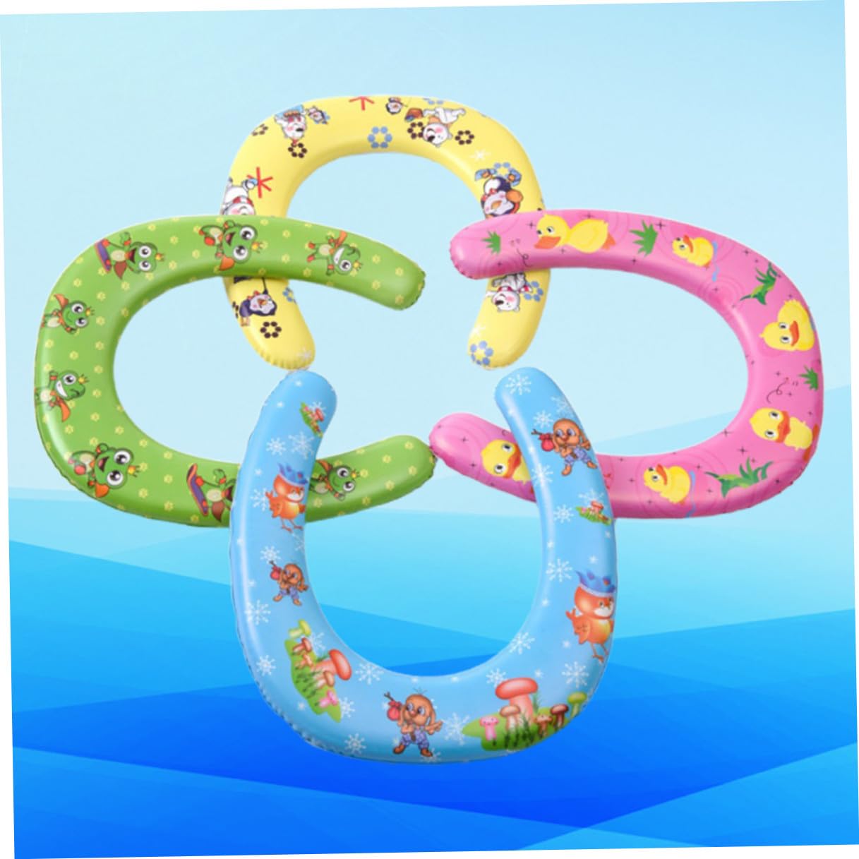 Asiento de Entrenamiento Baño para Niños y Bebés Cojín Cómodo y Asas Antideslizantes de Pvc para Uso en Casa, Pack de 4 Unidades Color Aleatorio