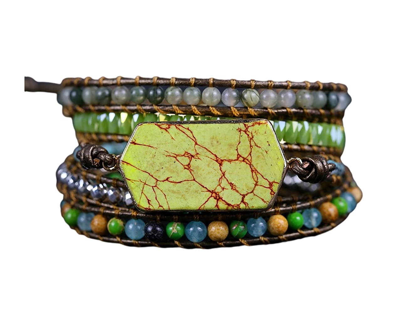 Boho Stone Wrap Bracelet for Women,Turquoise Beaded Bracelet Jewelry Gift