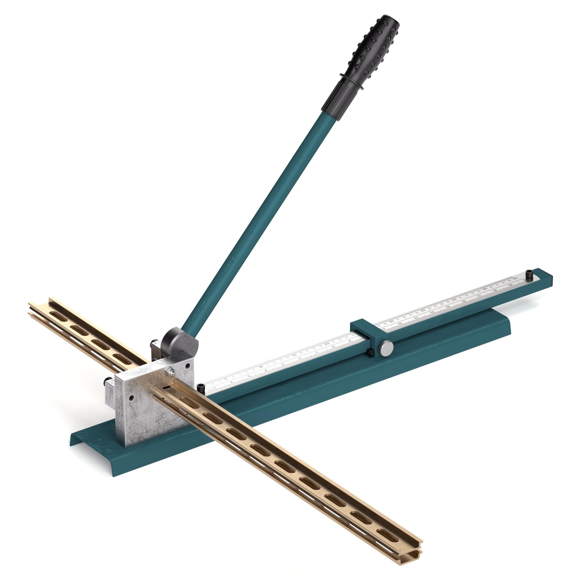 Manual DIN Rail Cutter & Dual Groove Rail Cutting Tool – 50cm/20” Dual-Scale Ruler Sliding Baffle for Steel/Aluminium/Iron Rails, Anti-Slip Handle & Precision Blade