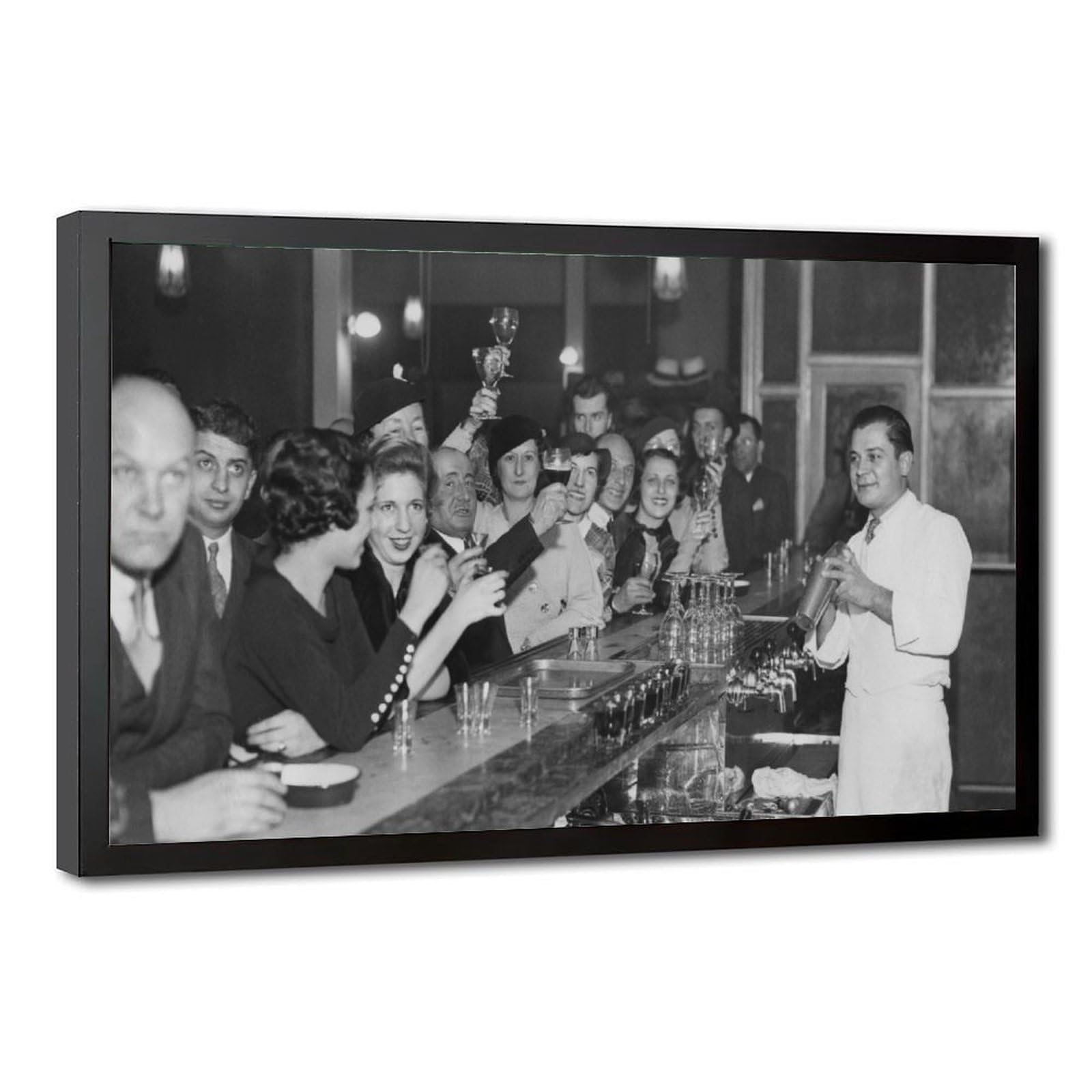 WCYB Fin de la prohibición en un bar – Póster de la 18ª enmienda de la enmienda, arte de pared para oficina, marco colgante de 40,6 cm de largo x 61 cm de ancho