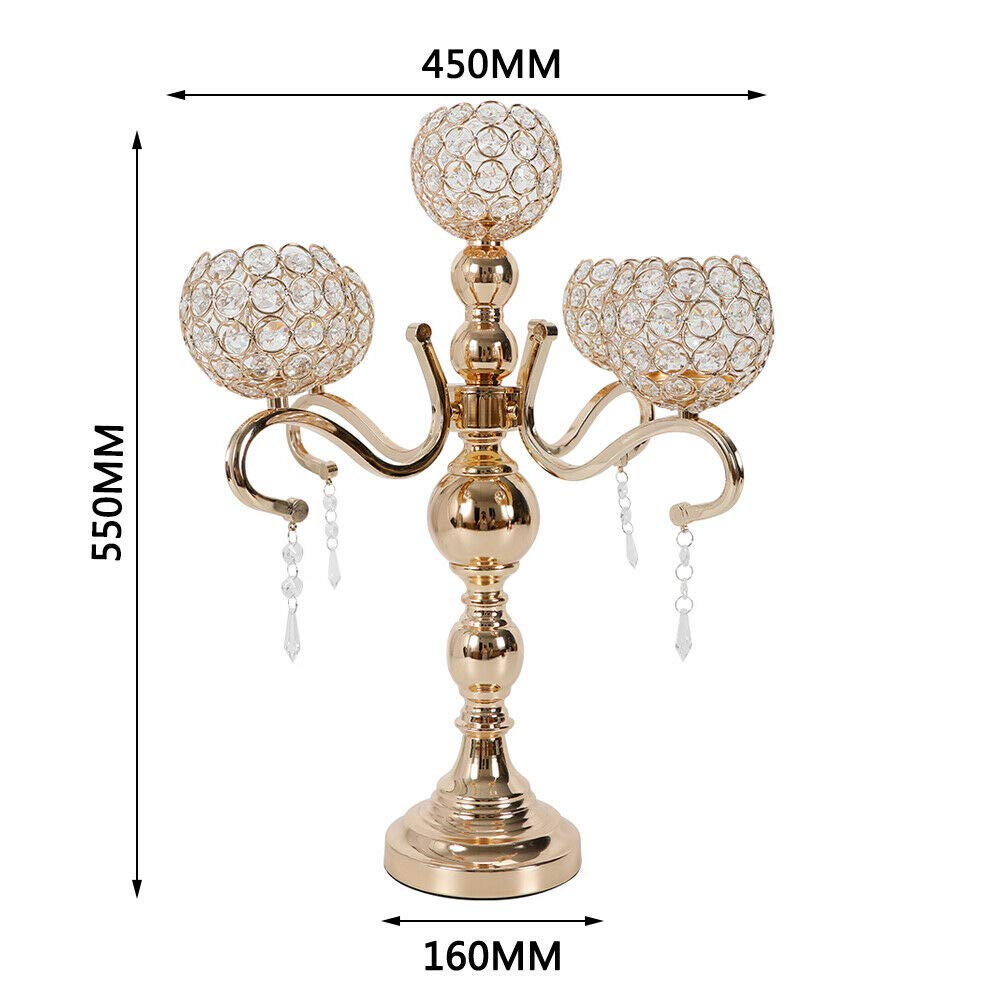 5 Arms Candelabra Home Holiday Decorative Centerpiece Candlestick Candle Holder for Christmas, Wedding, Party, Dinner Tables,Home Décor (55cm/21.7in,Gold)