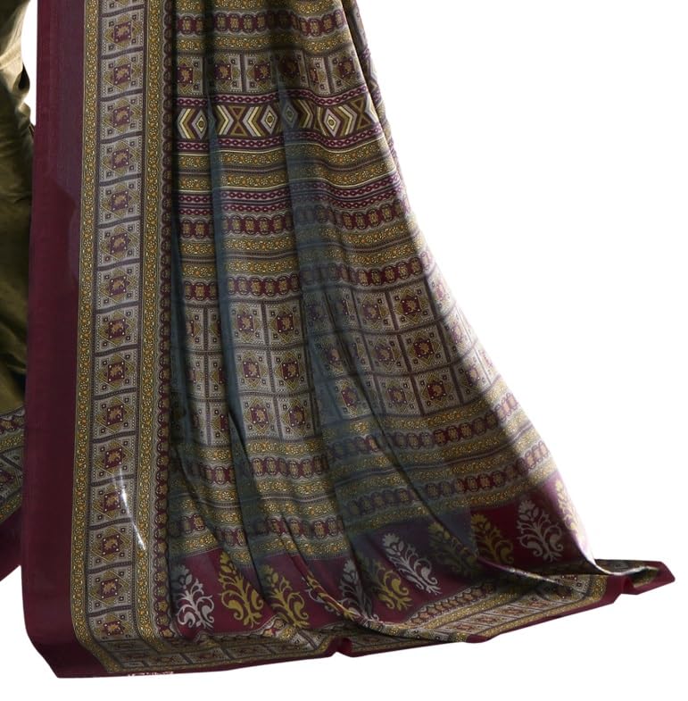 Image of Jaanvi fashion Women's Crepe Silk Saree with Unstitched Blouse Piece | Soft Lightweight Traditional Ethnic Wear Saree for Party, Wedding, Festival