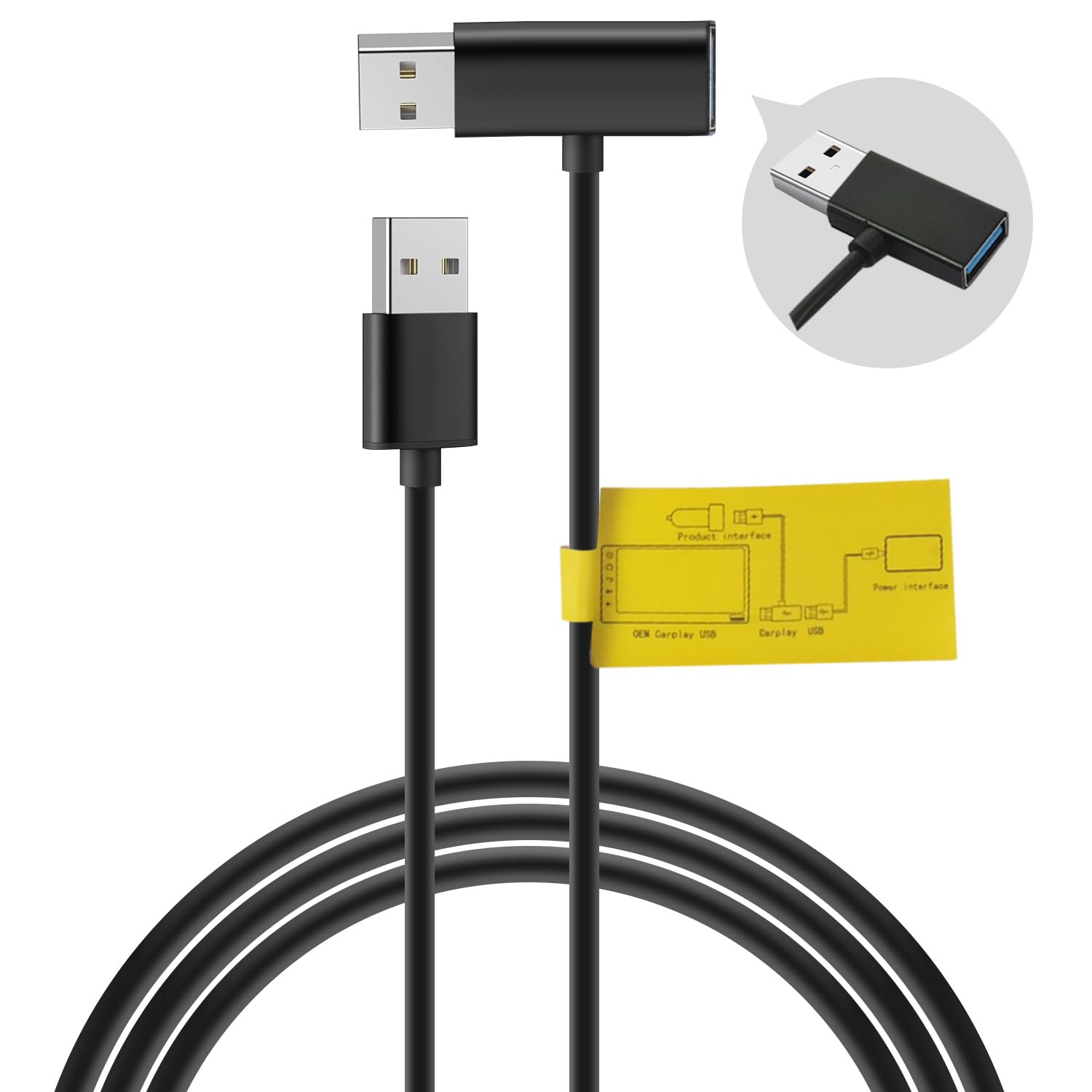 USB Splitter USB Power Data Adapter Y-Cable Black for Android Auto Wireless Carplay Adapter Cable carplay