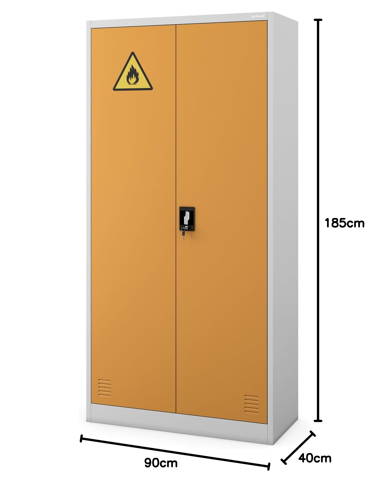 Jan Nowak Maria - Armario de Acero para Productos químicos (90 x 185 x 40 cm, con Cerradura, Orificios de ventilación, 4 estantes con bandejas colectoras, Resistente a los Productos químicos