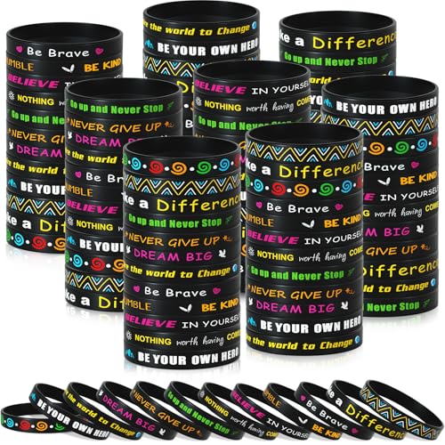 Chrorine 120 Pcs Motivational Silicone Bracelets Set