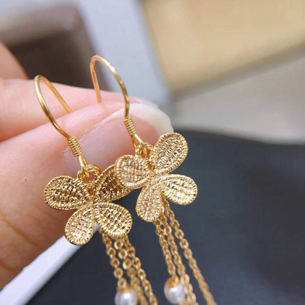 La Mujer Pendientes Perlas Freshwater Butterfly Borla Gancho De Oreja Temperamento Retro Elegante Lujo Luz Simple Dones Creativos