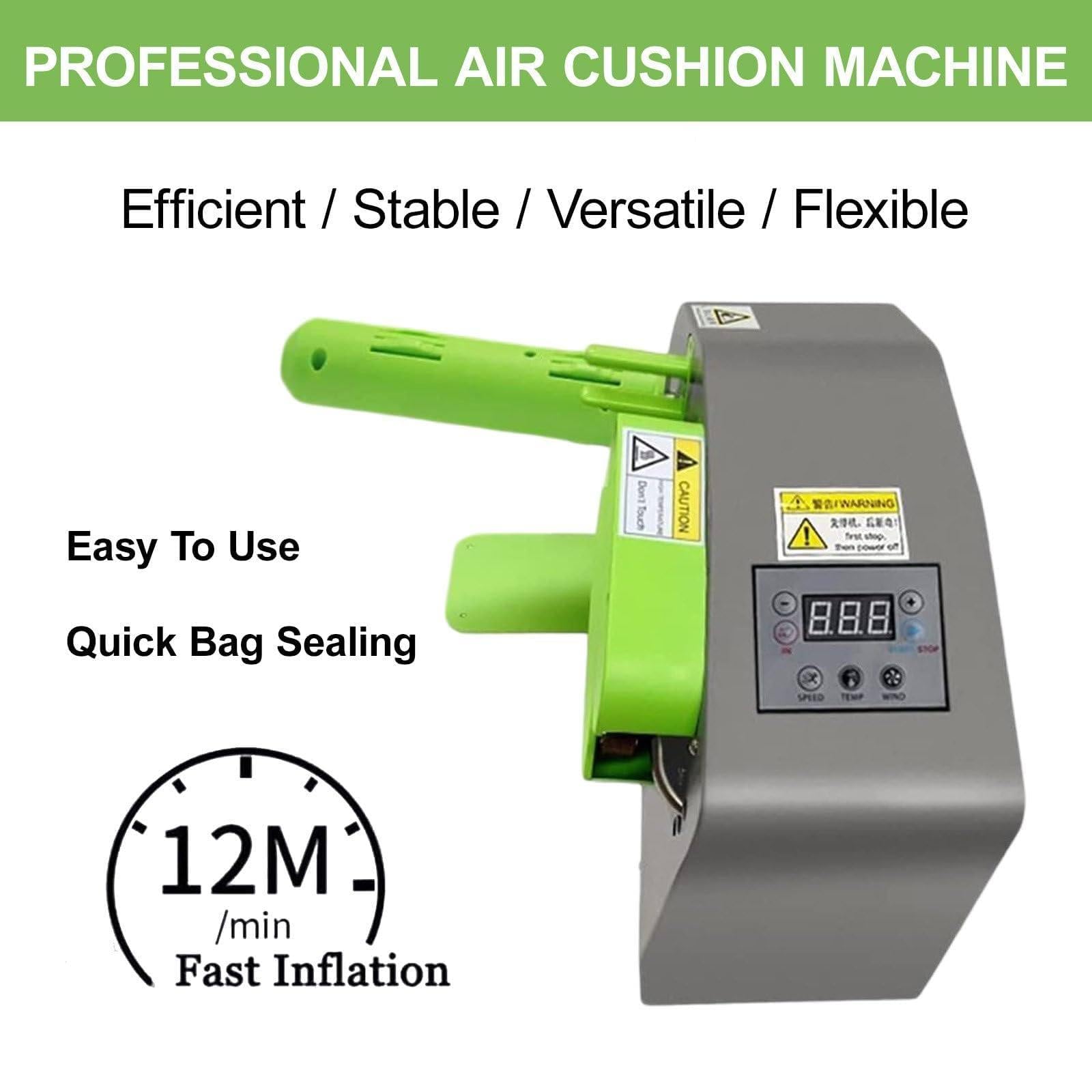 Machine automatique à coussin d'air avec écran numérique LCD, gonfleur de sac professionnel 12 m/min, température de scellage thermique 160-200 niveaux pour emballage