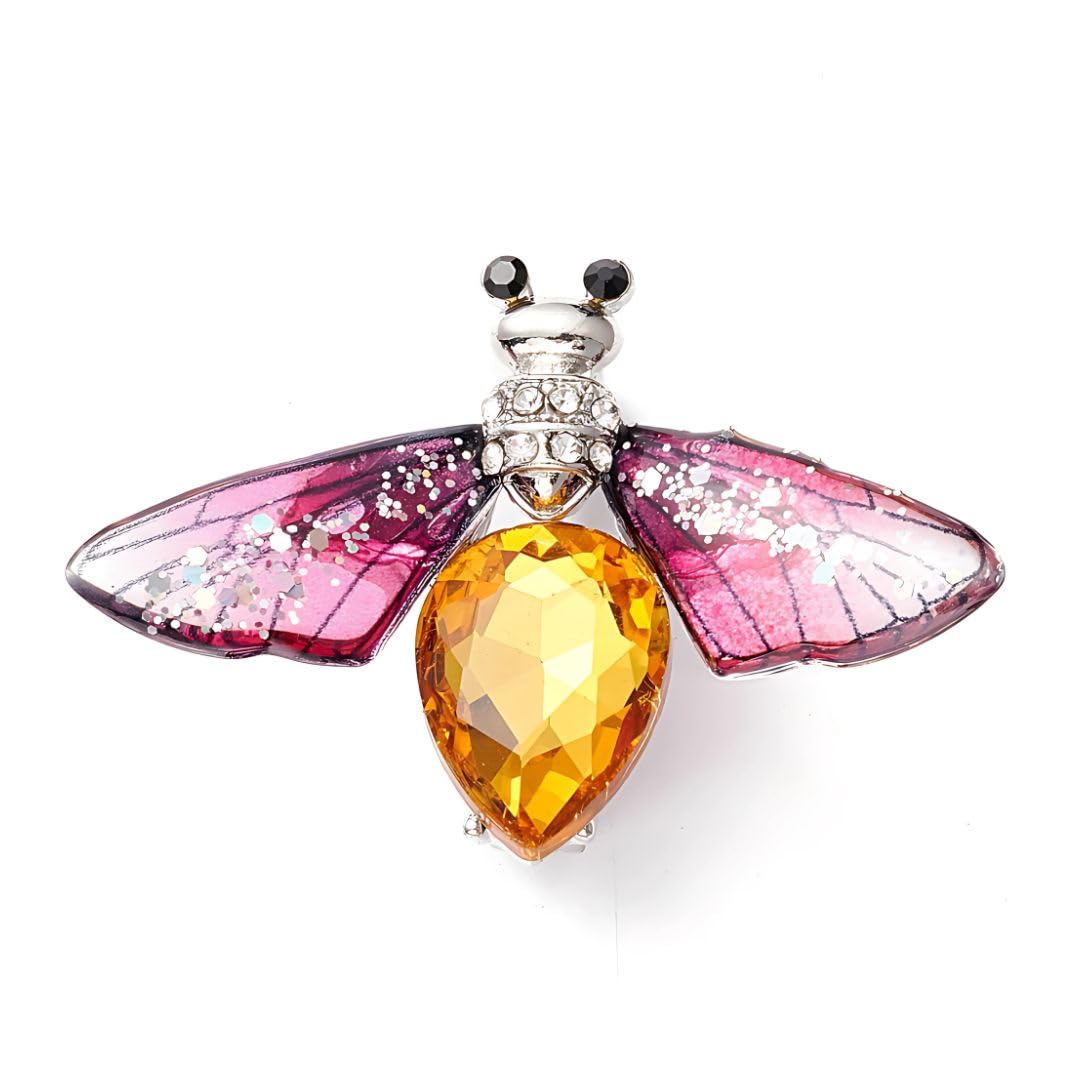 via mazzini Silver Plated 'La Belle Pink Bee' Dress Brooch Cum Saree Pin For Women and Girls (Brooch0653) 1 Pc-picture-24