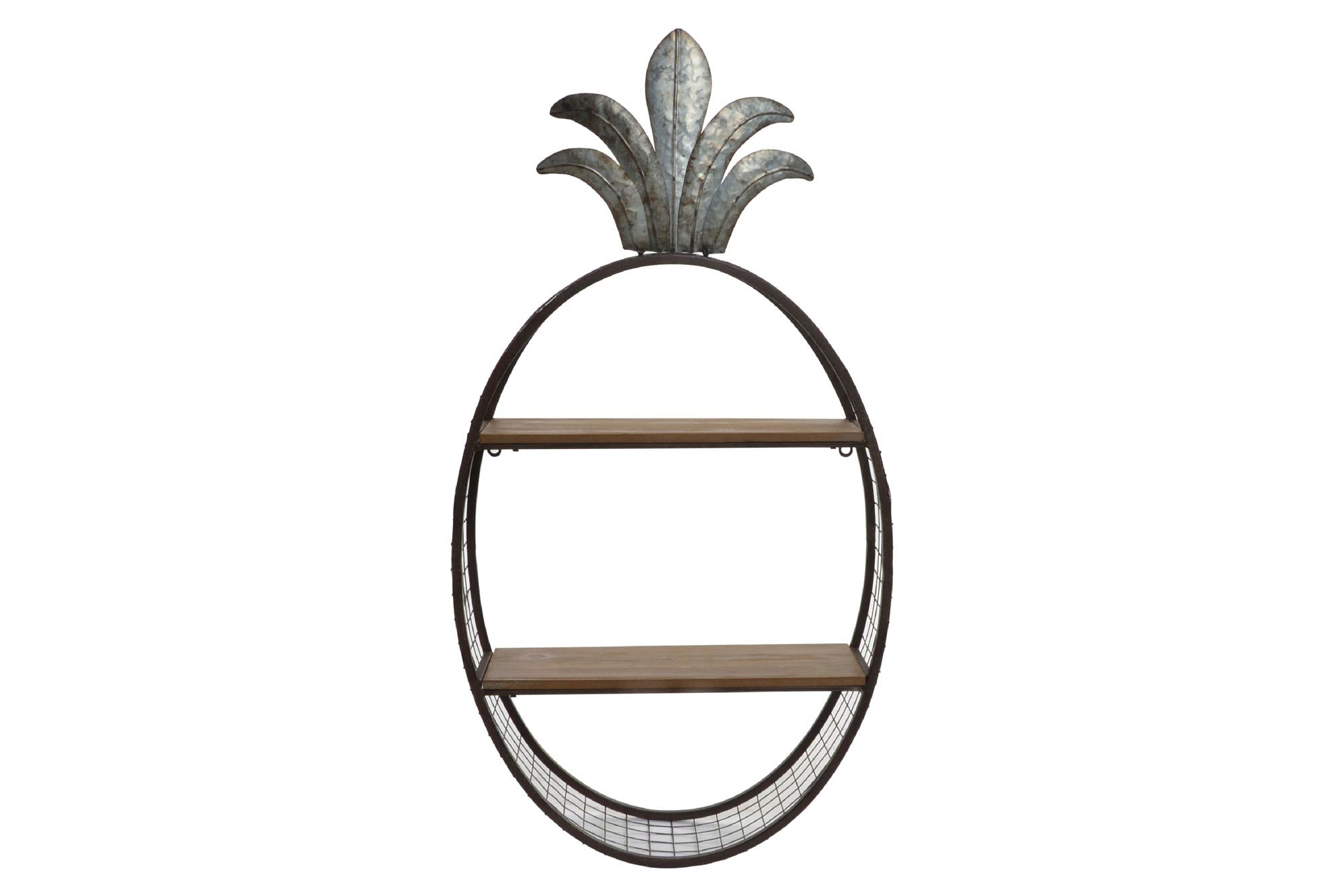 Étagère murale Ananas en métal raffiné et bois massif pour intérieur moderne