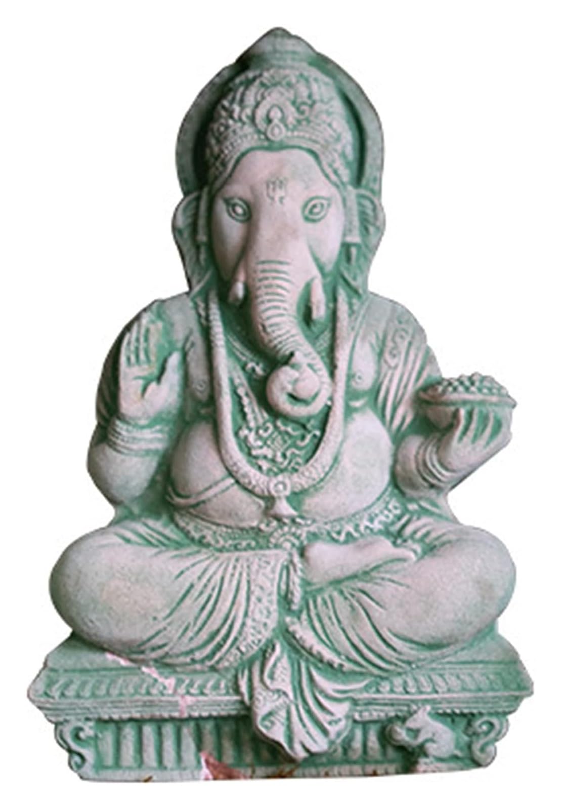 Regali Portafortuna Scultura da Tavolo Dio Elefante indù Statua, Statua con proboscide di Elefante Statua con Testa di Statua Ornamenti, Intaglio della Pietra Artigianato India S
