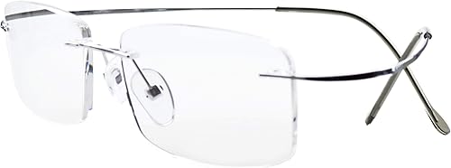Miniatura 2 de Eyekepper Gafas de lectura sin montura de titanio para hombre y mujer, color plateado, +3.0