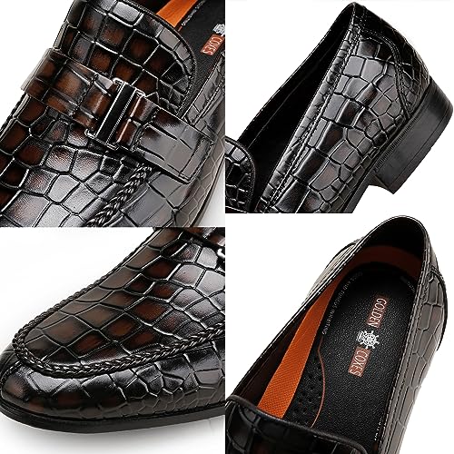 Image of Classic Leather Dress Shoes for Men, Premium Alligator Printed Bussiness Dress Slip on Loafer for Mens