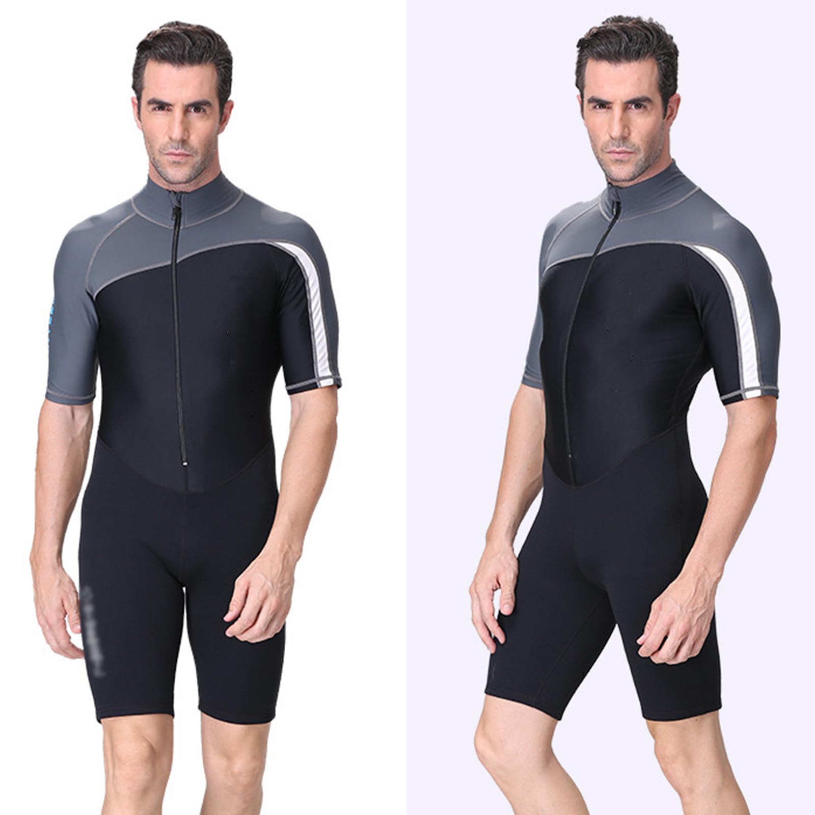 TOVCHEI Shorty Wetsuit for Men Short Sleeve Diving Suit One Piece Swimsuit for Snorkeling Surfing Swimming,Black b,M