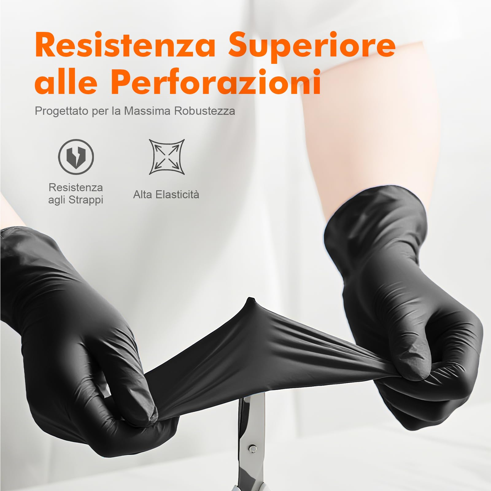GRIFEMA Guanti in Nitrile Neri 100 Pezzi Taglia, Monouso Senza Polvere e Lattice, Uso Alimentare, Cucina, BBQ Pulizie, Tatuaggi, Bellezza, Alta Sensibilità Tattile, Effetto Seconda Pelle, EN 455/374-M