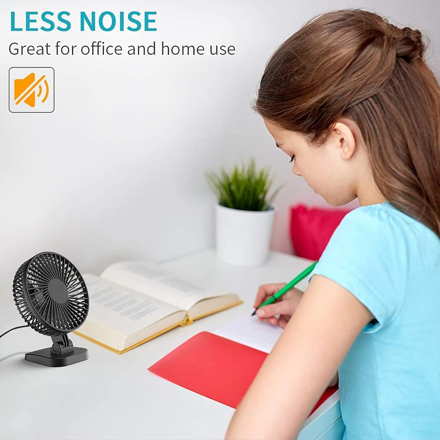 4 Inch Mini USB Desk Fan with 3 Setting, Small Personal Quiet Fan with Strong Airflow & Low Noise, Adjustable Tilt Angle, Perfect Portable Cooling Fan for Desktop Office -3.9 feet Cord (Blue) : Home & Kitchen