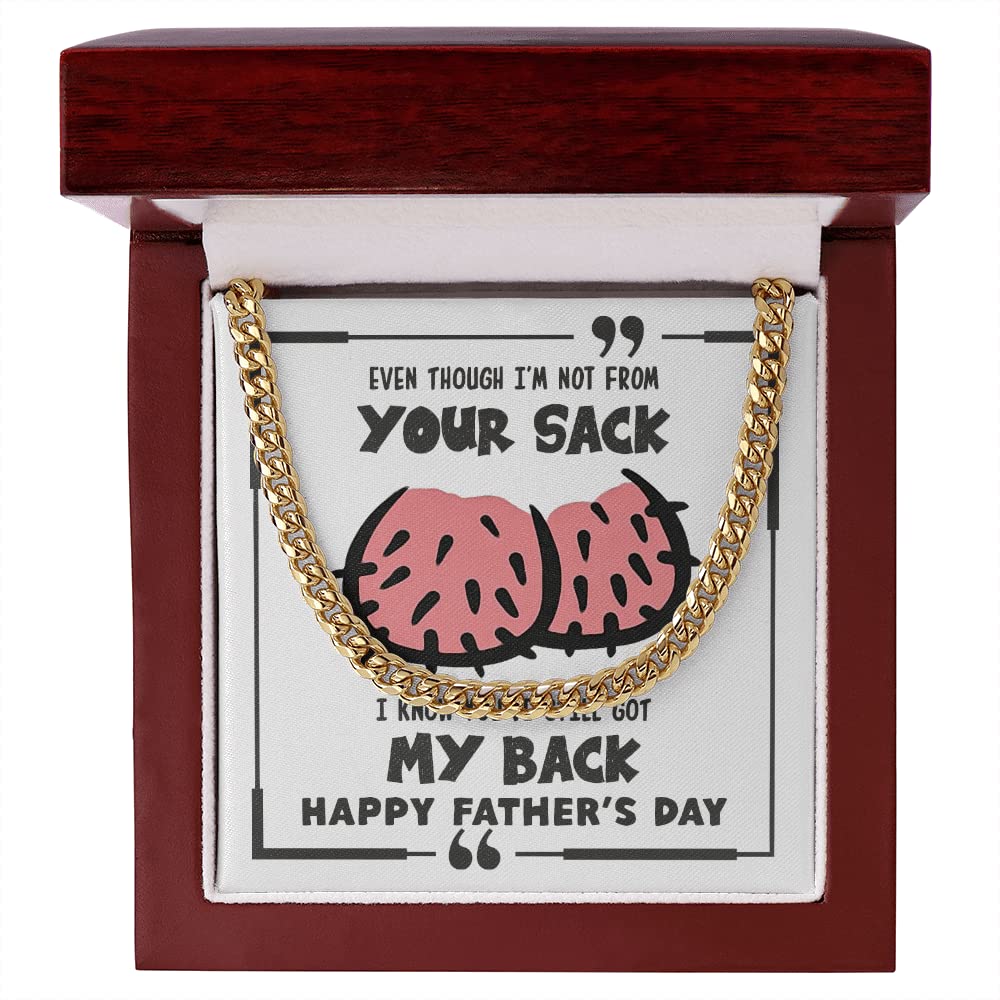 UrvogEven Though I'm Not From Your Sack I Know You Still Have My Back Father's Day Cuban Link Chain