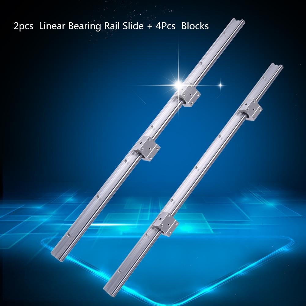 2Pcs SBR12 700mm 12MM Glissières à Roulement Linéaire Rail de roulement linéaire + 4Pcs SBR12UU Blocs Coulissants Glissières