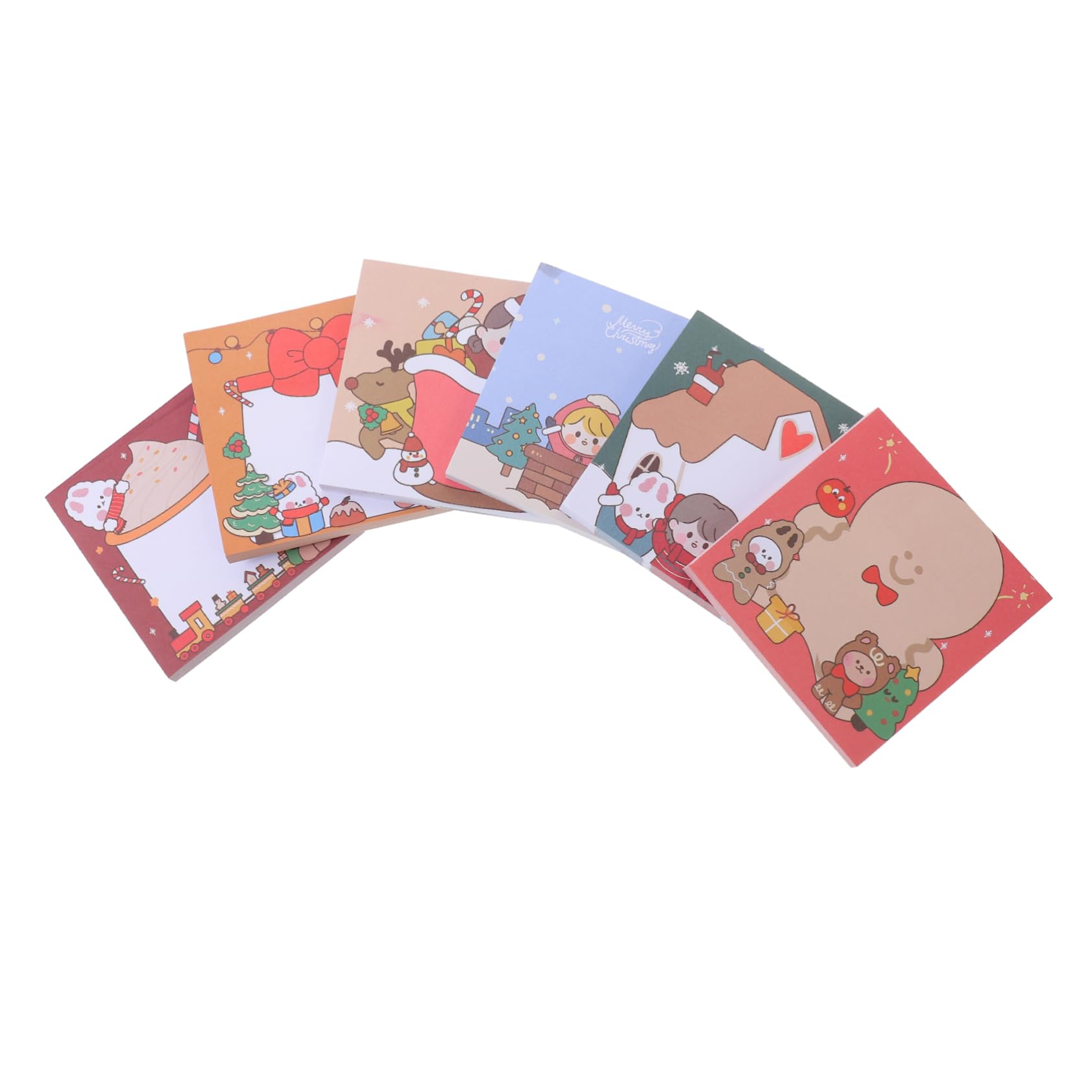 2 Sets Selbstklebende Weihnachts-memo-aufkleber Kawaii Super-kawaii-briefpapier Weihnachtsmotiv Muster Post-note Tragbar 12 Stück