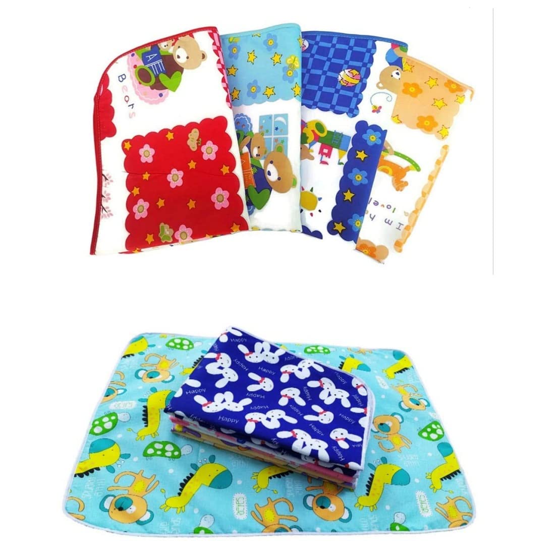 Online Traders Baby's Soft Cotton Plastic Sleeping Mat,Changing Mat,Waterproof Bed Protector with Foam Cushioned Changing Sheet Pack of 8