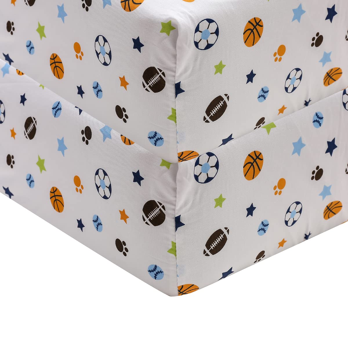 2 PCs Sports Theme Nursery Crib Fitted Sheet Baby Boy Fitted Sheet