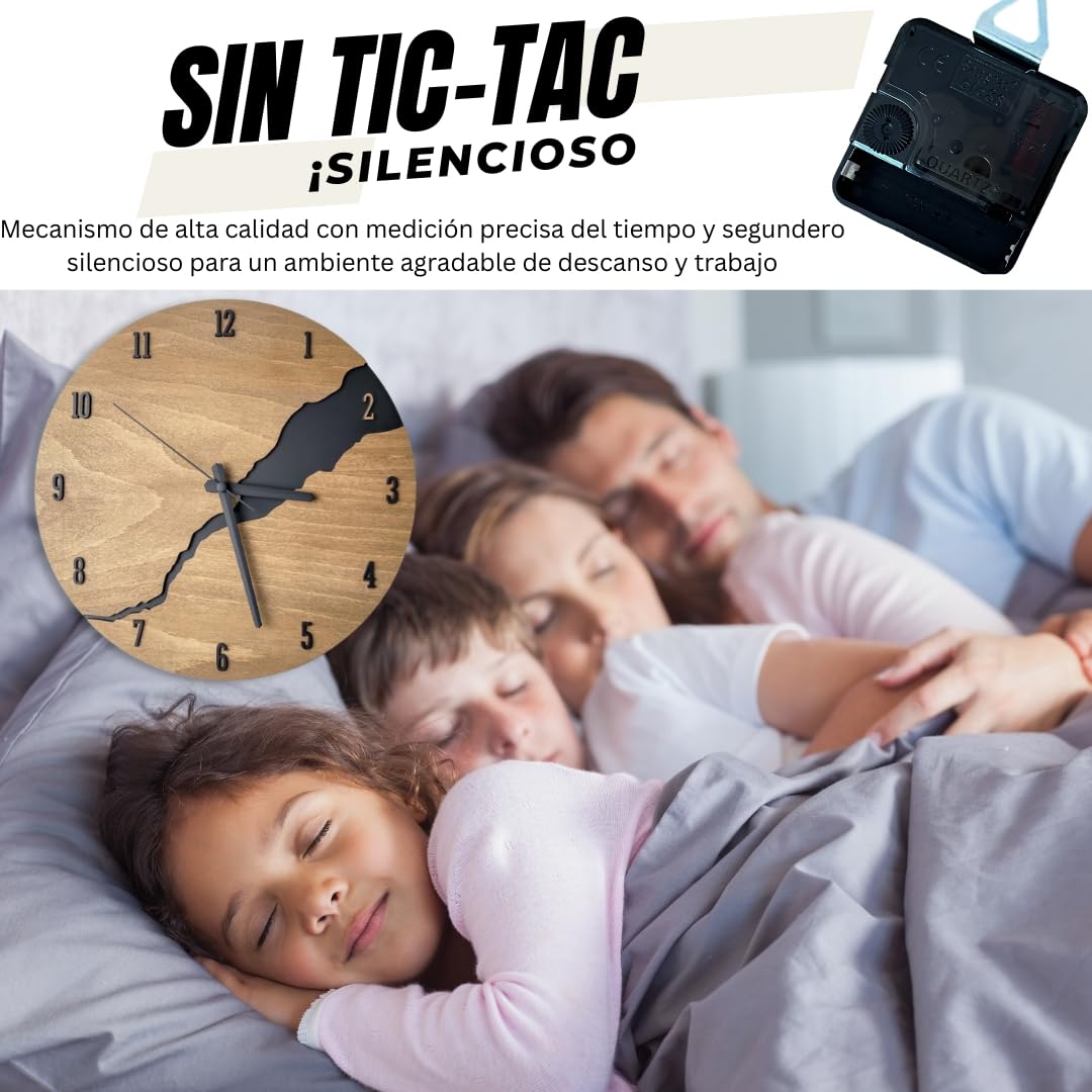 Reloj de Pared de Madera 30 cm – Reloj Silencioso Sin Tic TAC con Números – Reloj Moderno Decorativo para Salón Cocina Dormitorio y Oficina – Diseño Moderno
