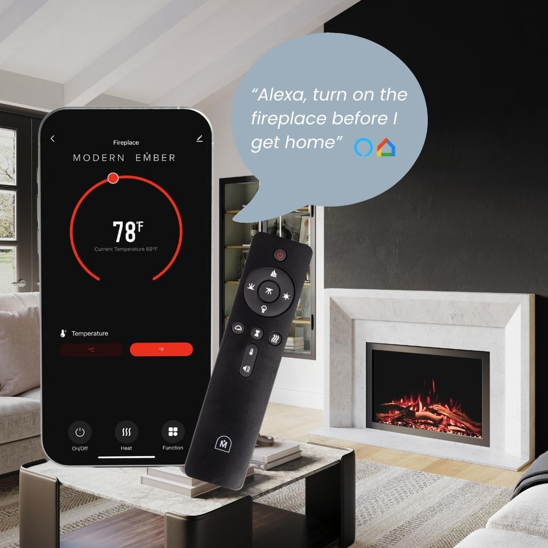 Modern Ember Highmark Traditional 33 Inch Built-in Smart Electric Fireplace Insert | Alexa/WiFi Enabled - Remote Included | Electric Firebox Heater with Multi-Color Flames | 1500W