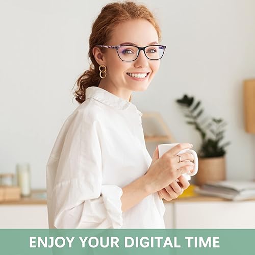 Miniatura 8 de COJWIS Lentes de lectura progresivos multienfoque, bloqueo de luz azul, para mujeres y hombres, bisagra de resorte para lectores de computadora (2