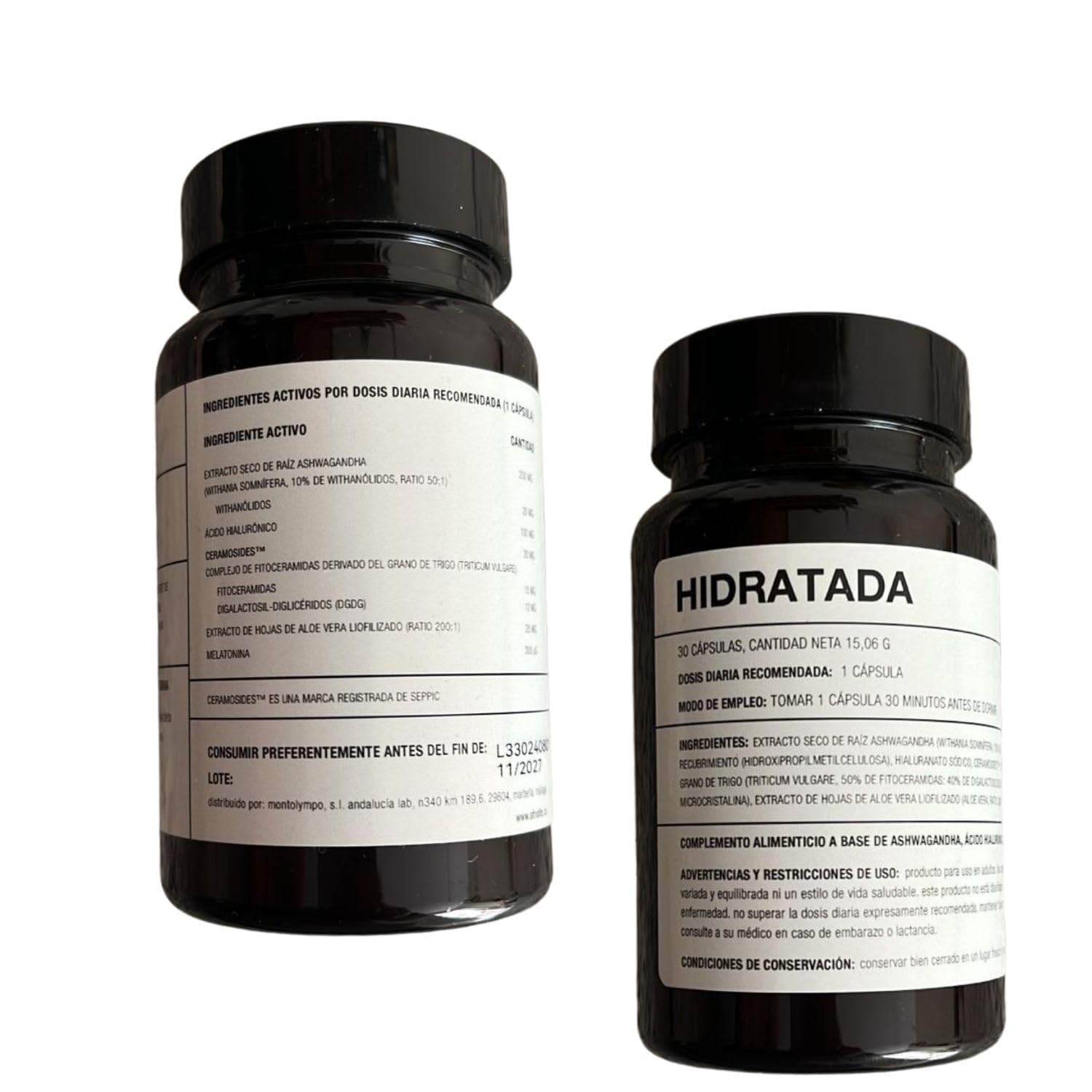 afrodite HIDRATADA Nutricosmético Nocturno - Suplemento para la Piel con Ácido Hialurónico y Ceramidas - Ayuda a la Hidratación, Firmeza y Descanso (1 Mes 30 Capsulas)