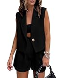 2 Piece Sets for Women Summer Outfits Business Casual Vest and Shorts Set Lightweight Sleeveless Matching Clothes