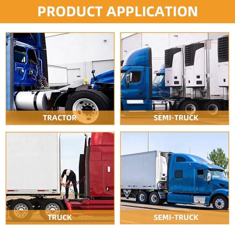 7-Way Coiled Trailer Cord, Green, 15 ft, Pure Copper Conductor, PVC/TPE Jacket, IP66, for Truck, Trailer, and RV